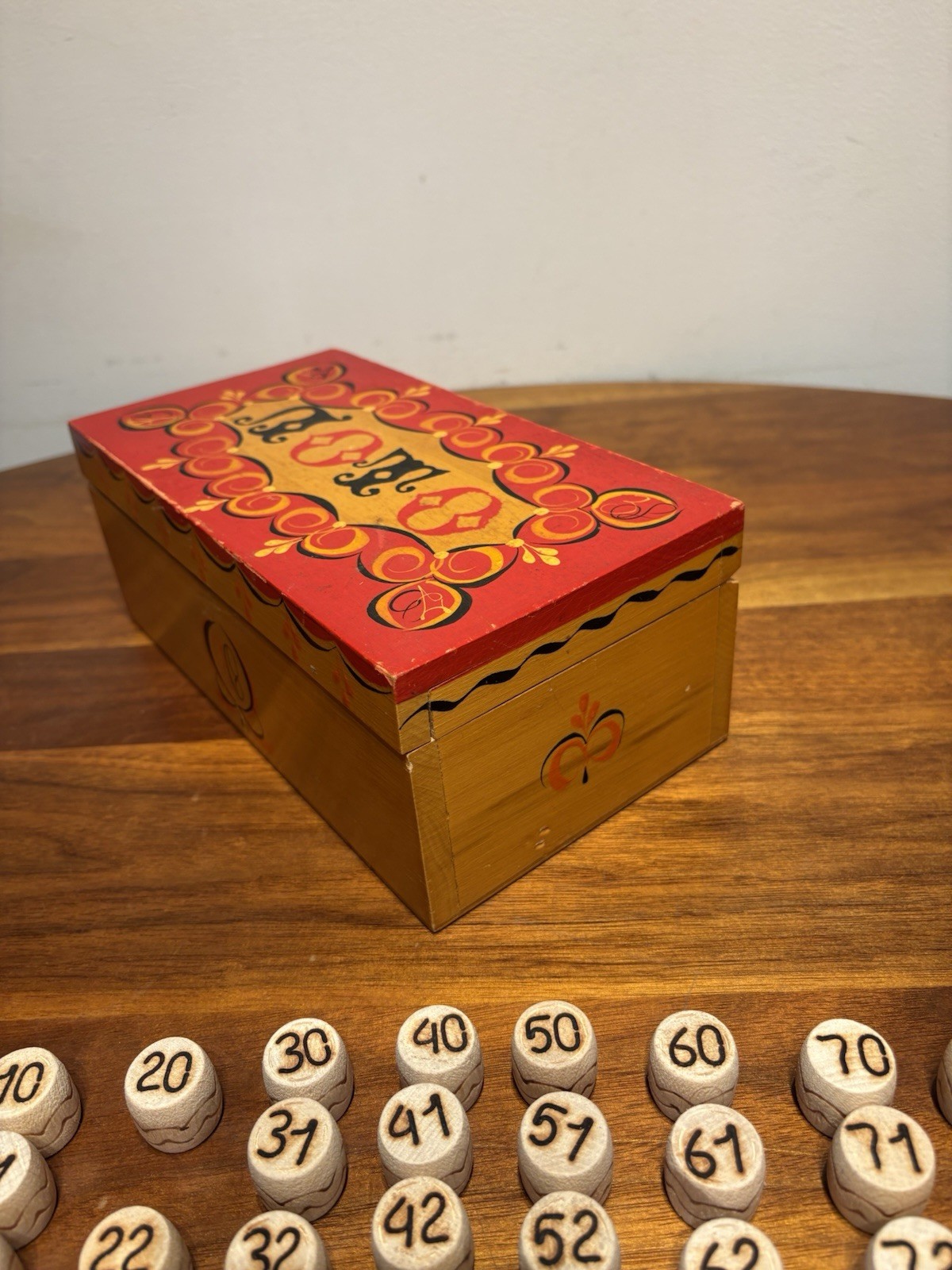 Vintage Soviet Union Wooden Lotto Game 1988 USSR Incomplete Set Wooden Box As-Is