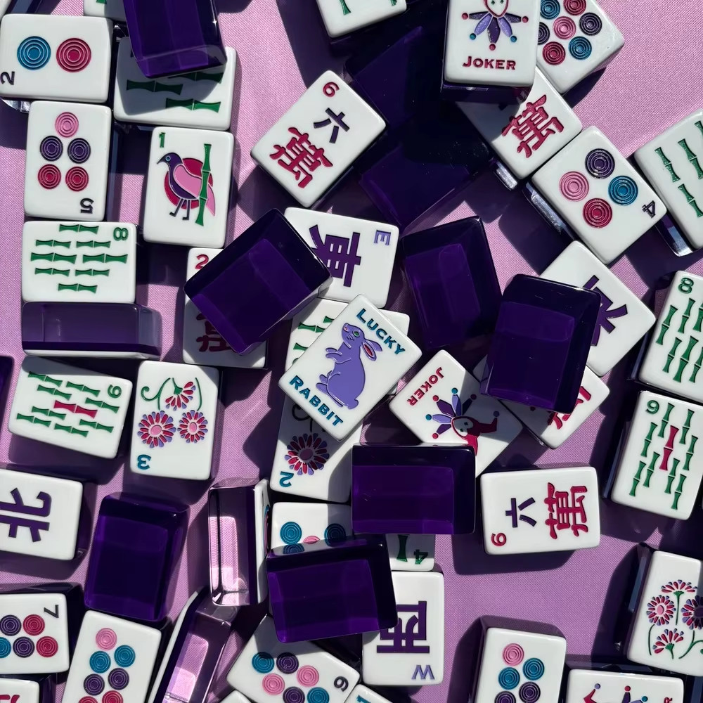 160pcs Lucky Purple Premium American Mahjong Engrave Set Fedex Delivery