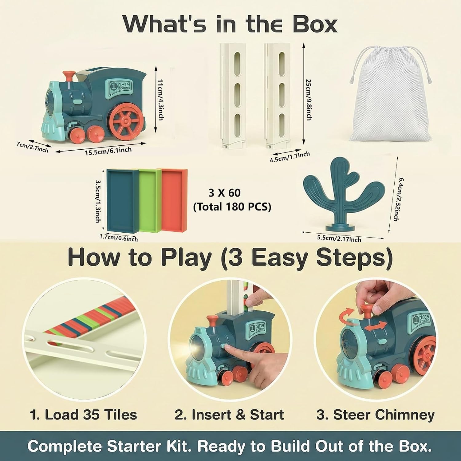 Domino Train Toys Kids Games – Automatic Stacking Creative Game 3+ Old – Ste…