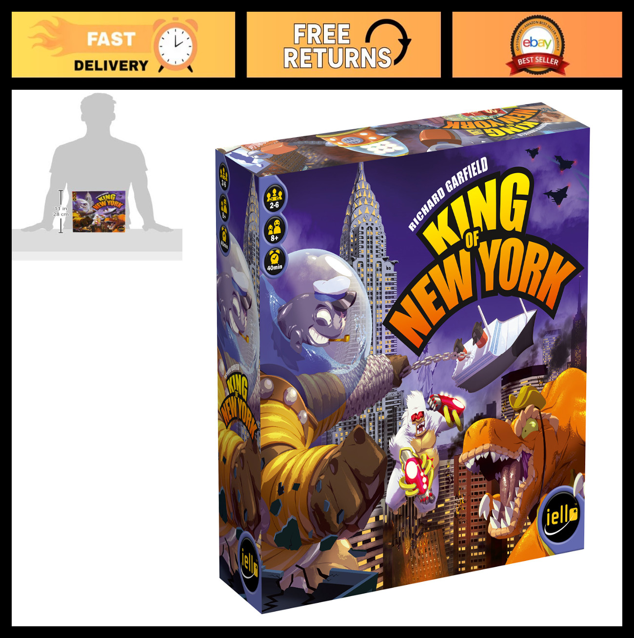 King of New York Board Game – 6 Monsters, Fast-Paced Strategy for 2-6 Players