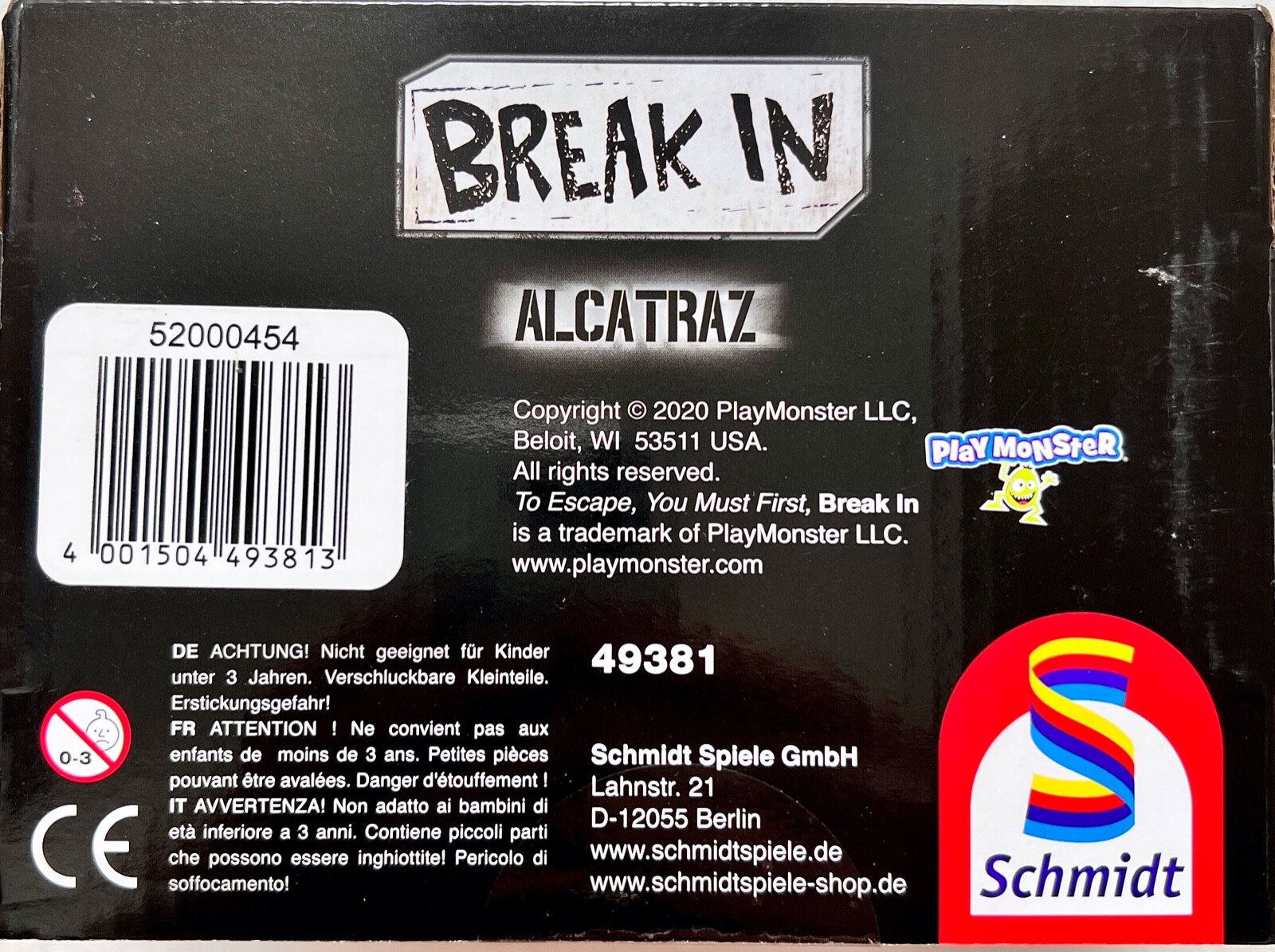 Break In Alcatraz Schmidt Game Family Game Board Game Escape Room Game 49381