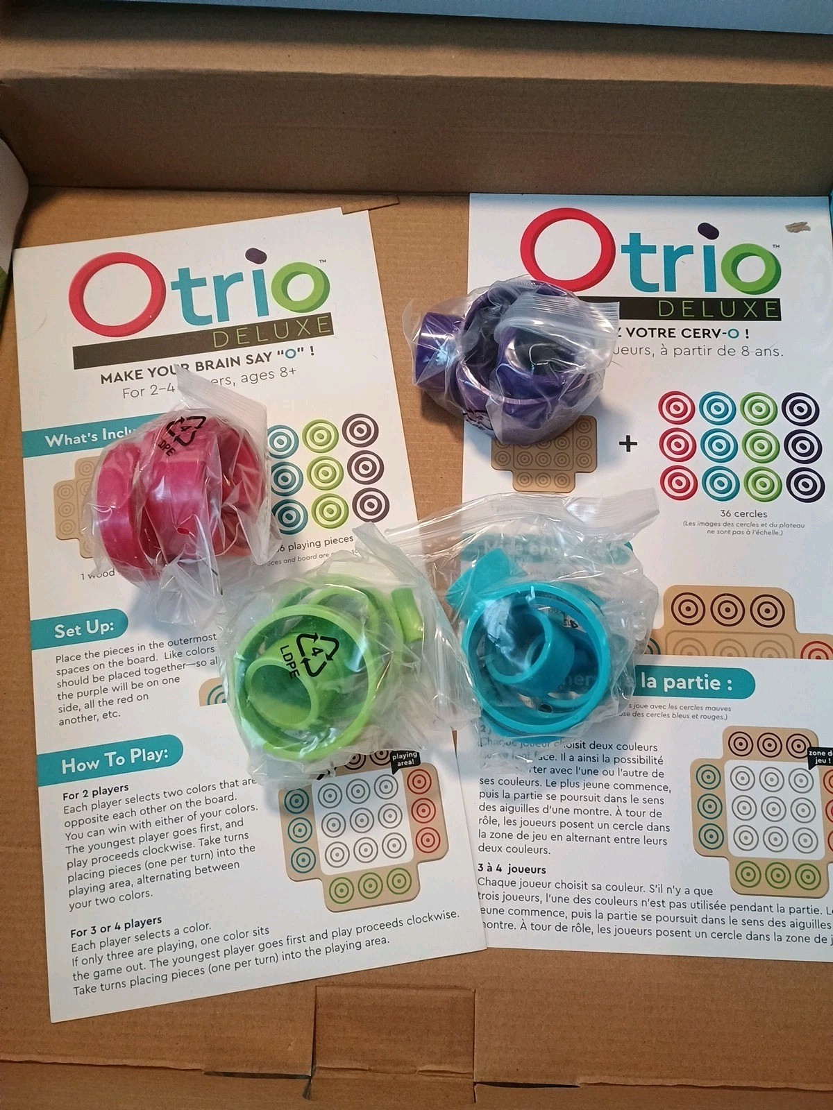 Otrio Deluxe Strategy Game By Marbles Brain Workshop Wooden Board 8+ Years