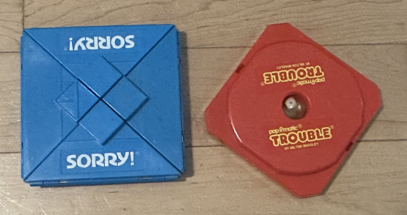two vintage travel games TROUBLE and SORRY