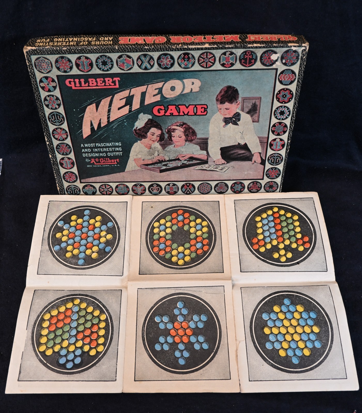 Nice Vintage Mosaic Marble Game, Meteor Game, A C Gilbert, Conn. 1920’s, S1671
