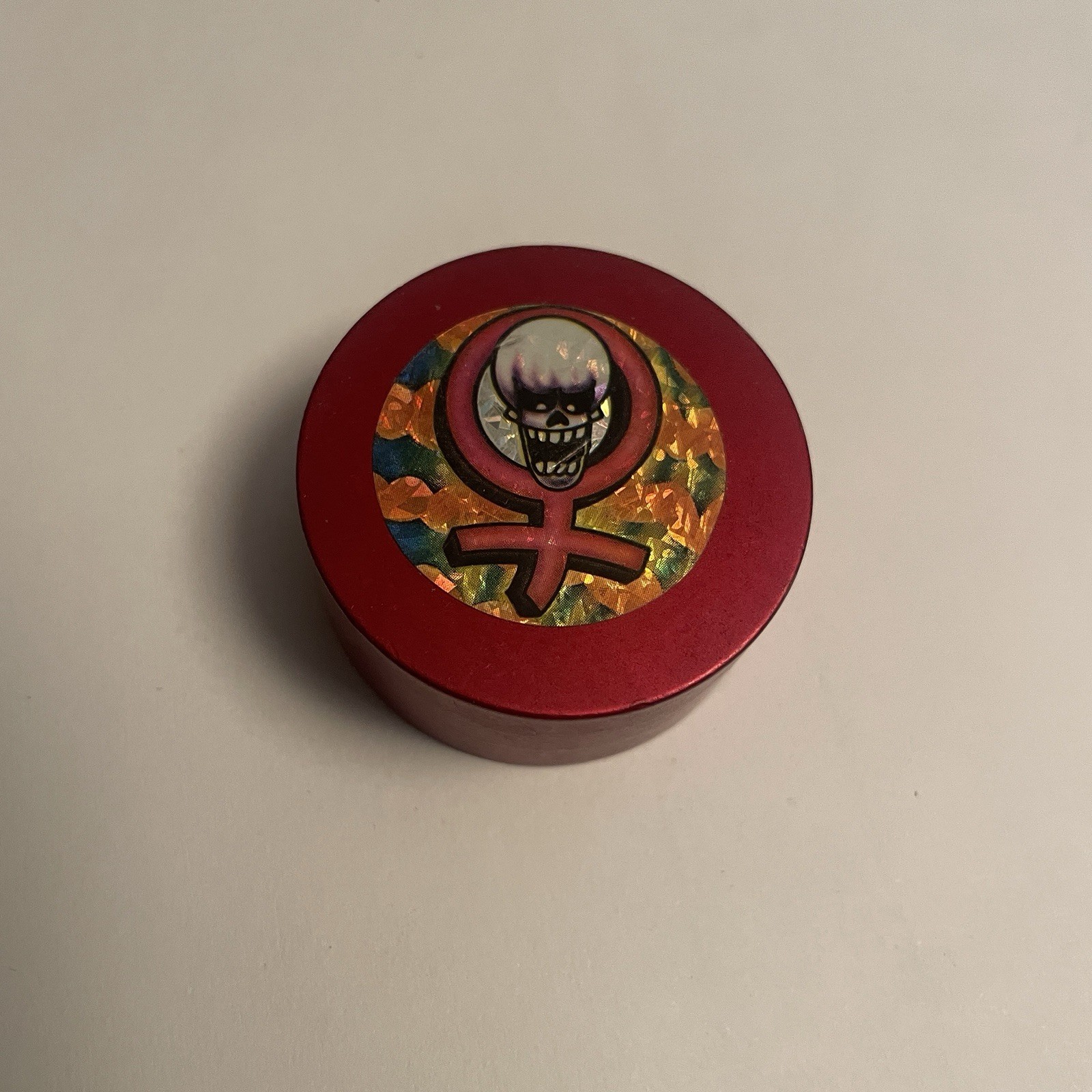 Vintage Pogs Metal Slammer 1990s – RED FEMALE SKULL – VERY THICK 0.75” 2.4 Oz