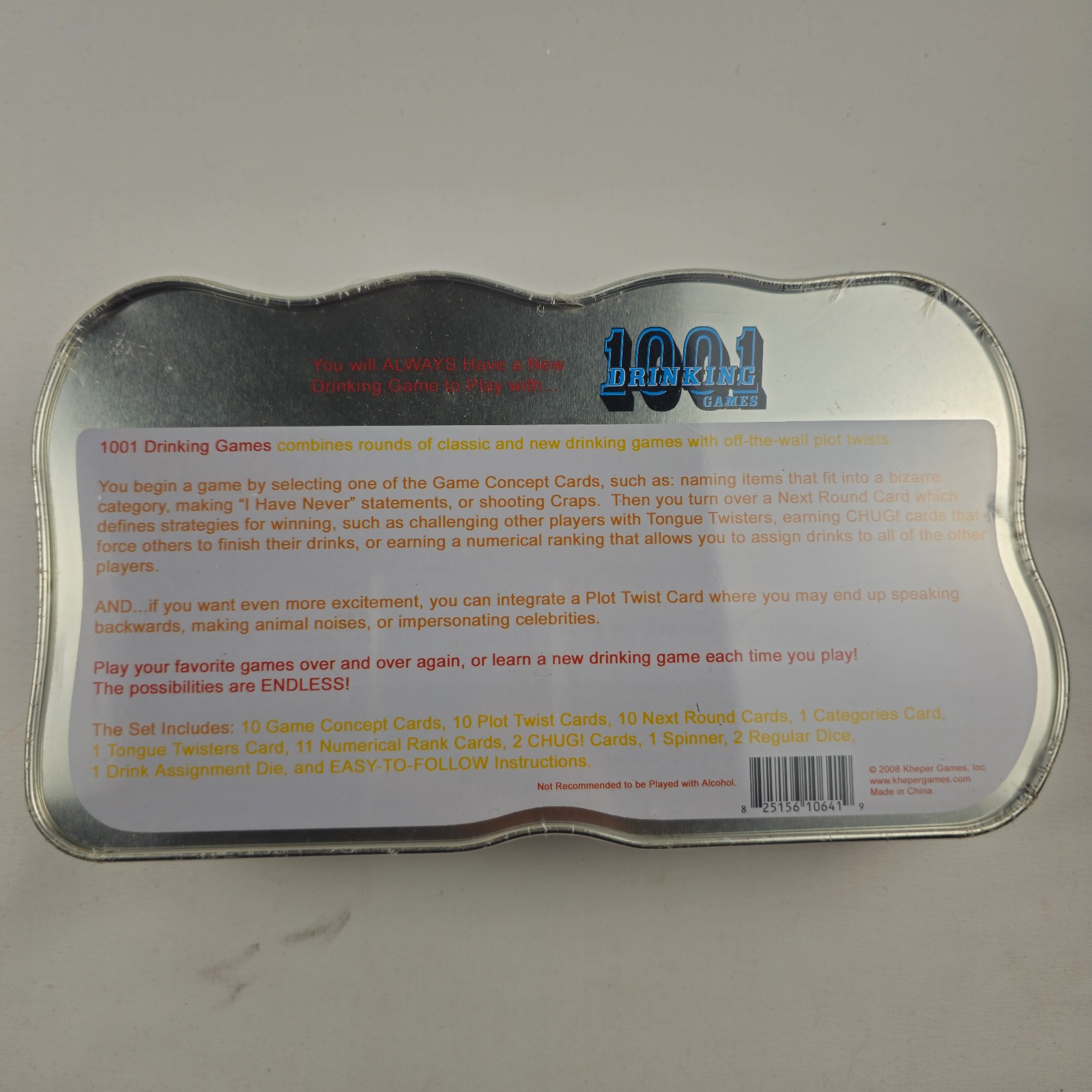 1001 Drinking Games Card Dice Party Game Tin Kheper Games 2008 Complete & Sealed