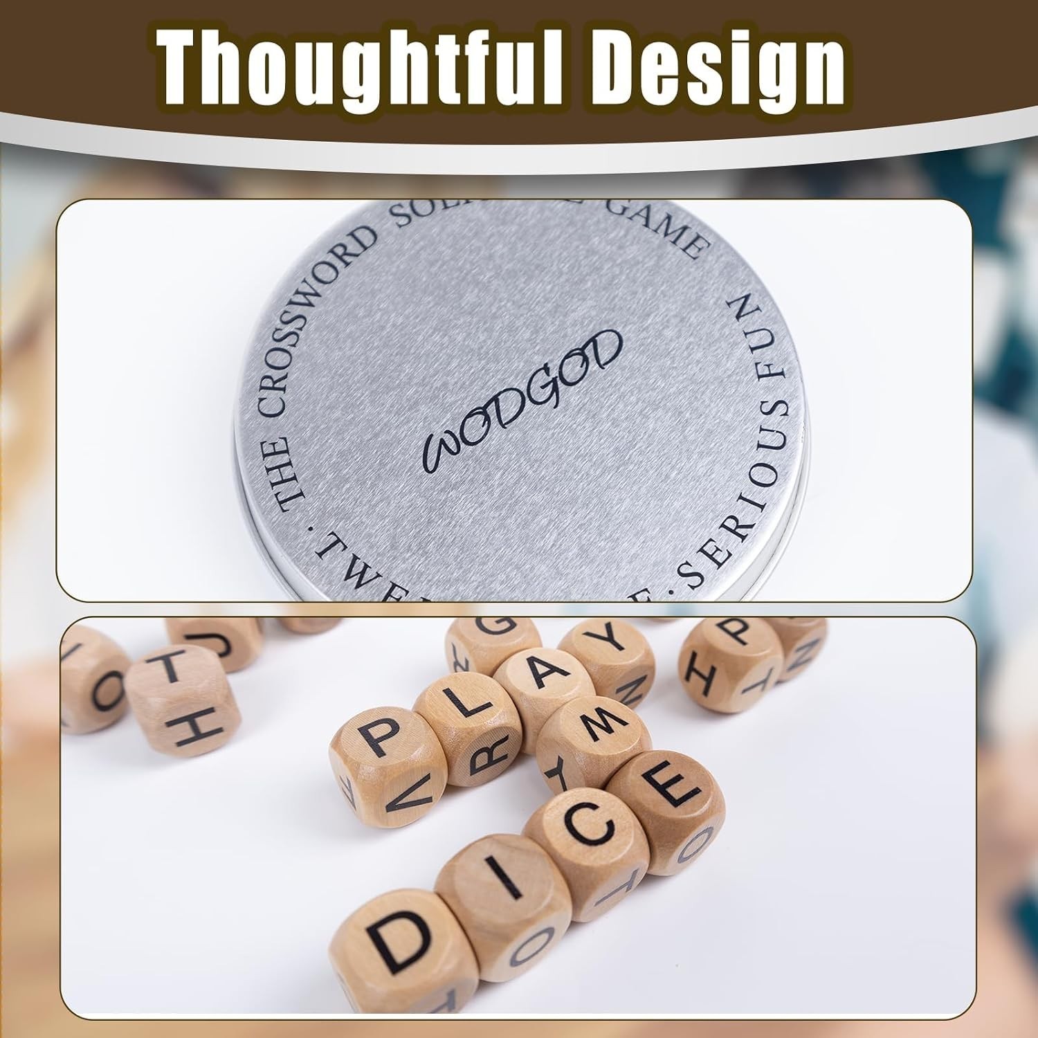 The Crossword Game,Classical Game with 12 Dice Letters, Wooden Letter Tiles D…