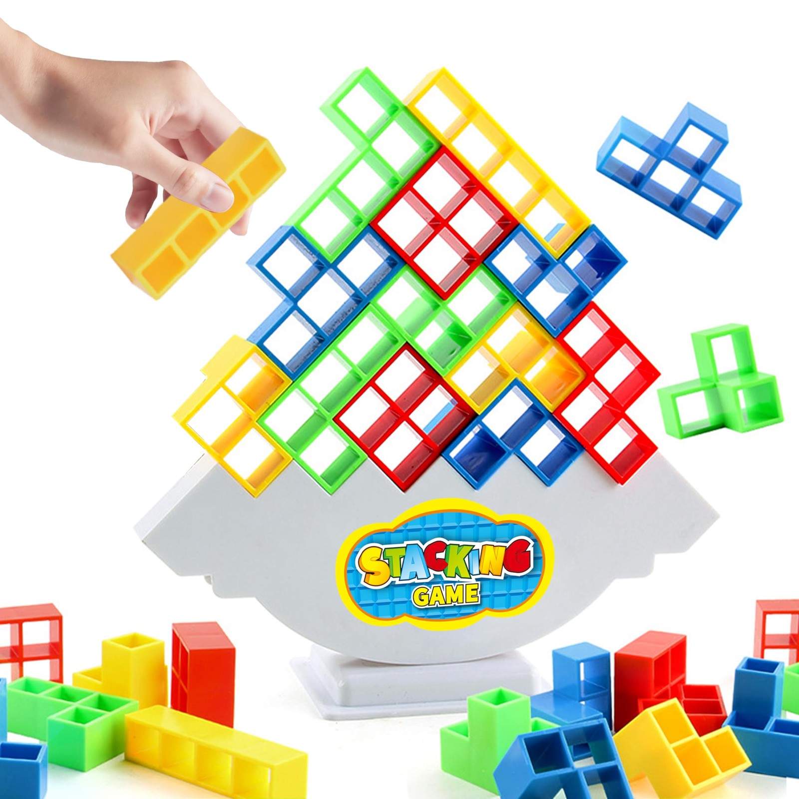 72Pcs Tetris Style Stack Game for Kids & Adults w/66 Challenge Cards, STEM Bu…