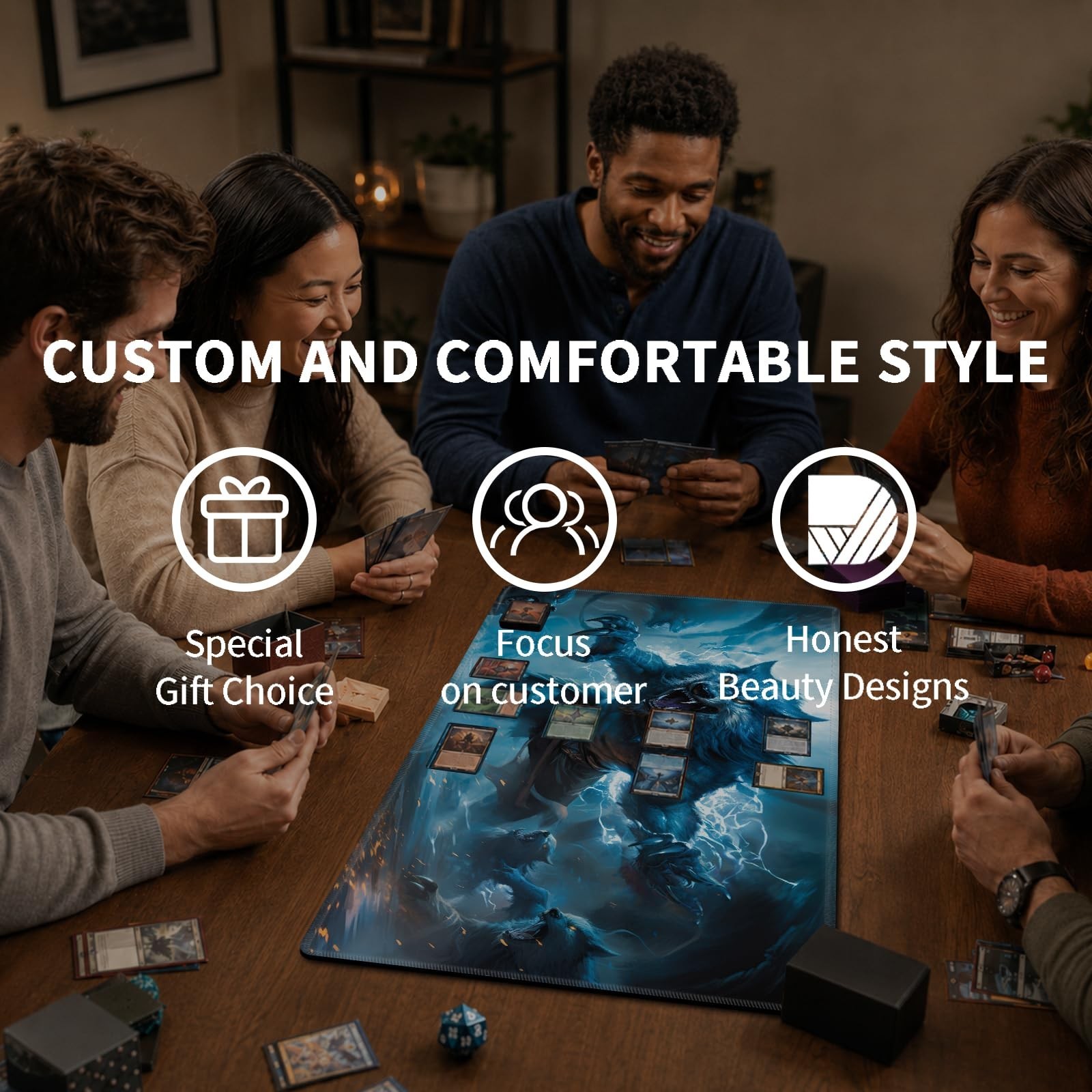Playmat 24″ x 14″ Game Mats Tabletop Magic for MTG Cards, Trading Card Game P…