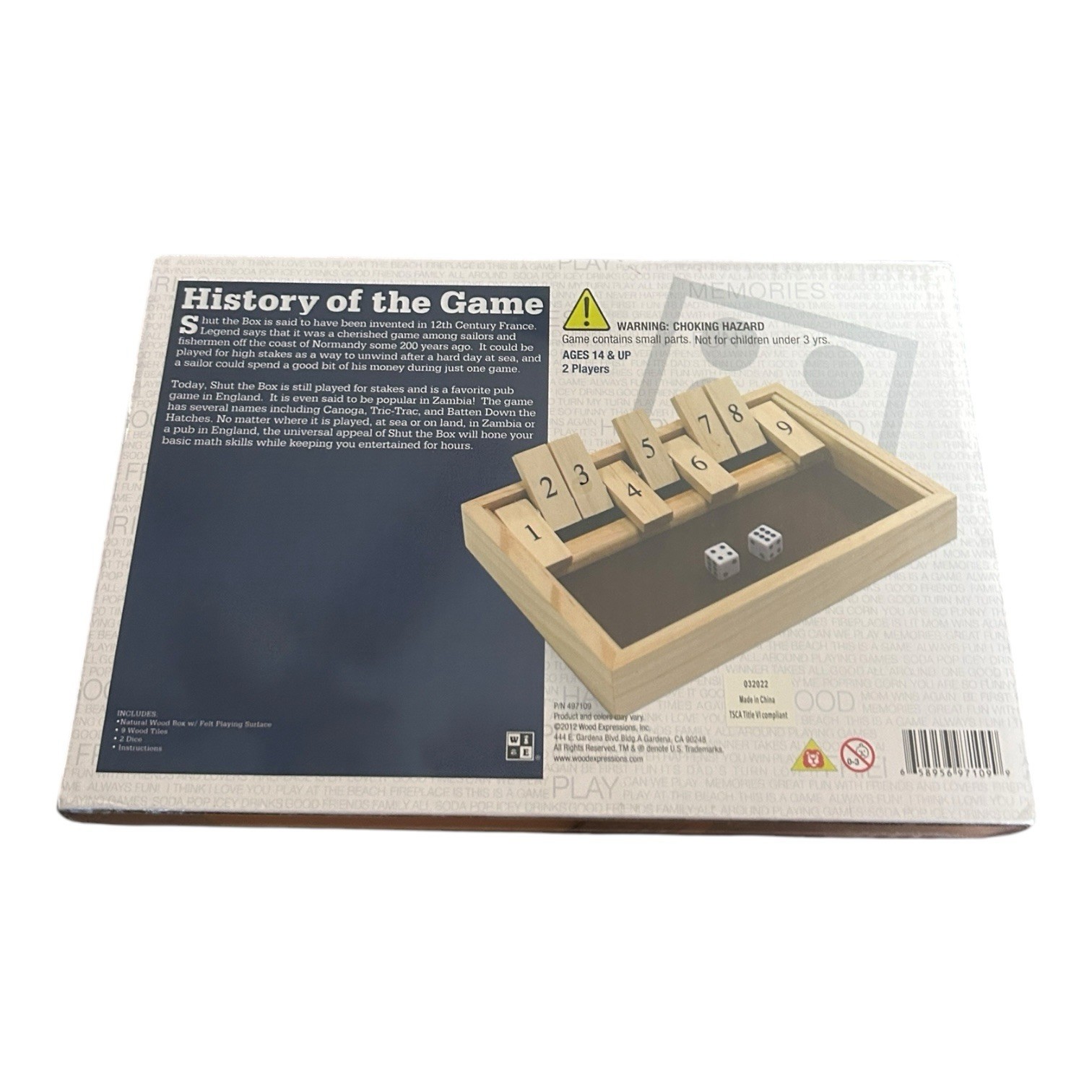 WE Games Dice Board Game, 9 Number Flip Tiles with Natural Wooden Box, 11 inches