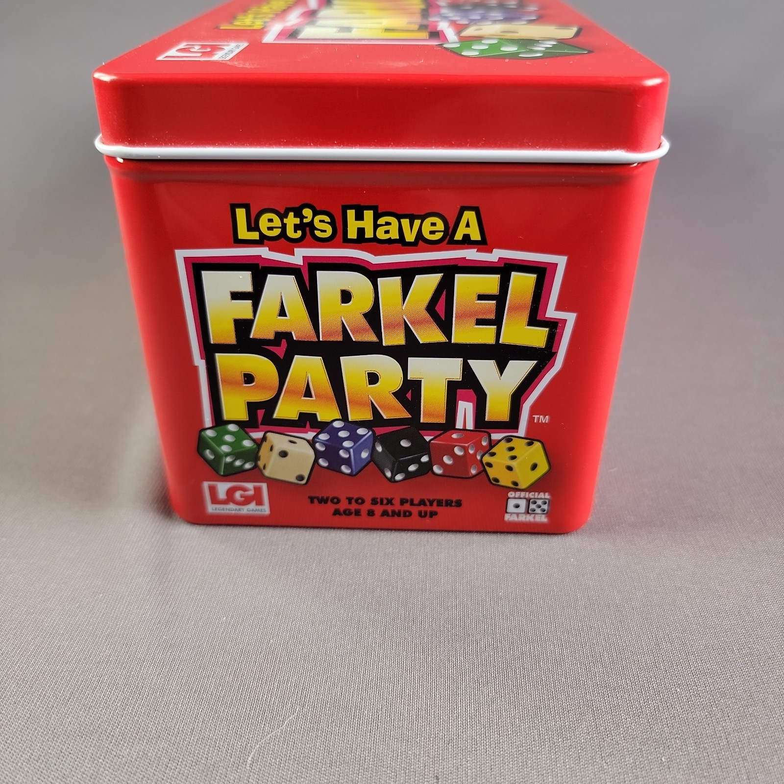 Farkel Party Dice Game Complete w. score cards & instructions original metal box