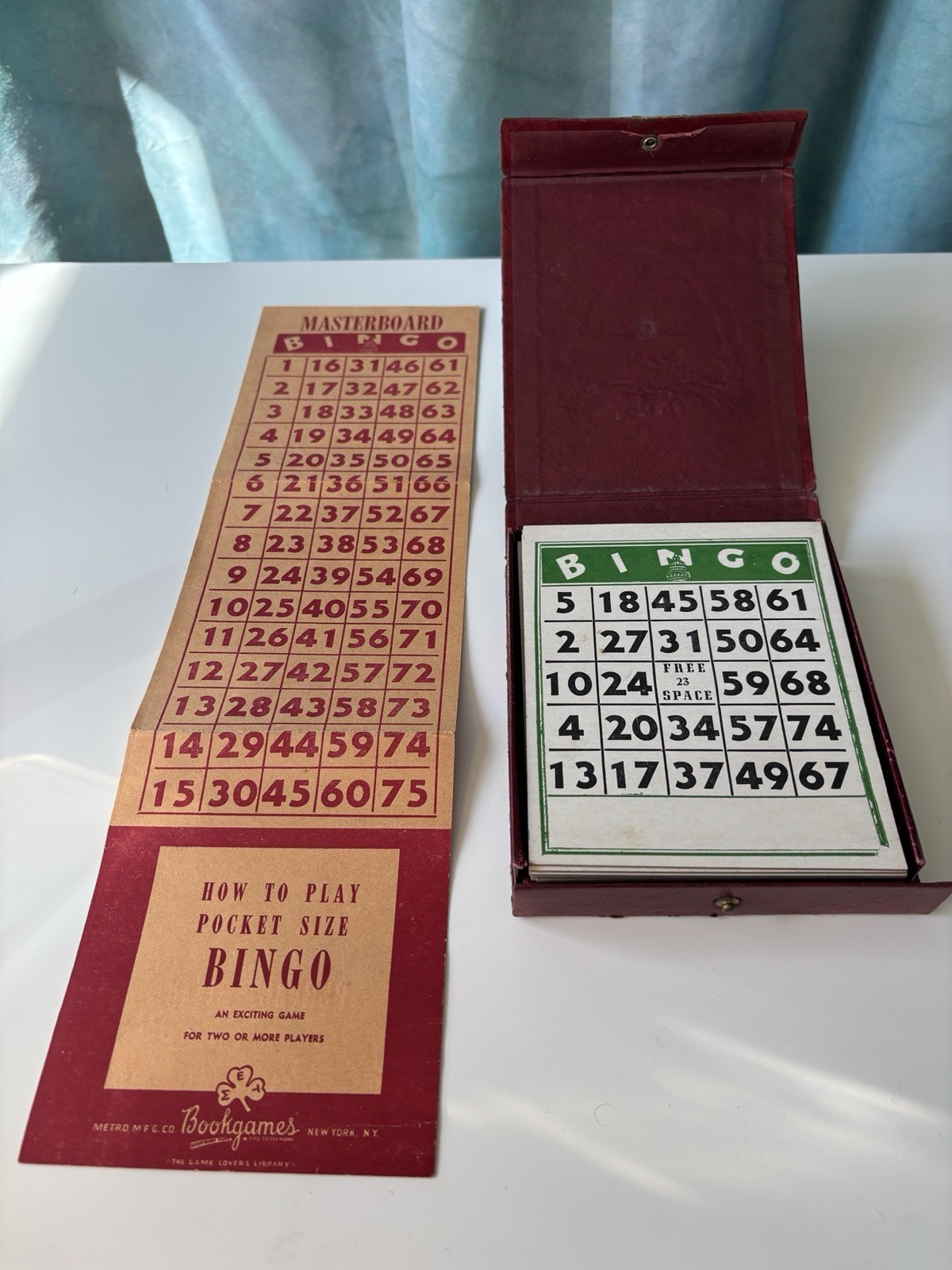 Antique Metro Pocket Size Bingo Game Set w/ Spinner, Cards & Markers