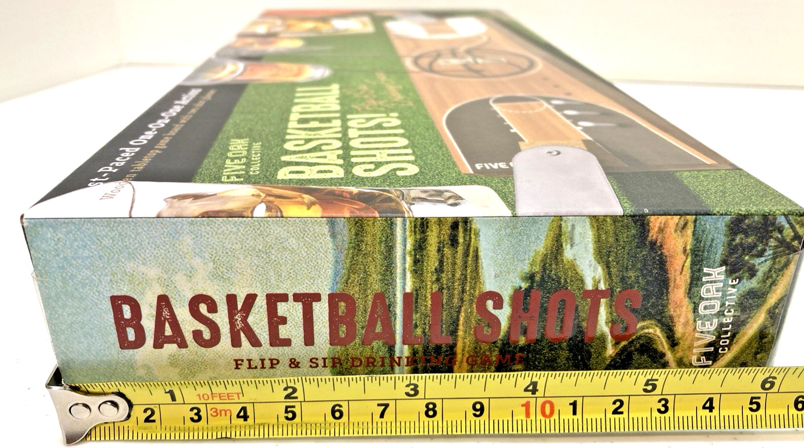 Five Oak Collective Basketball Shots Wooden Game Board With Two Shot Glasses