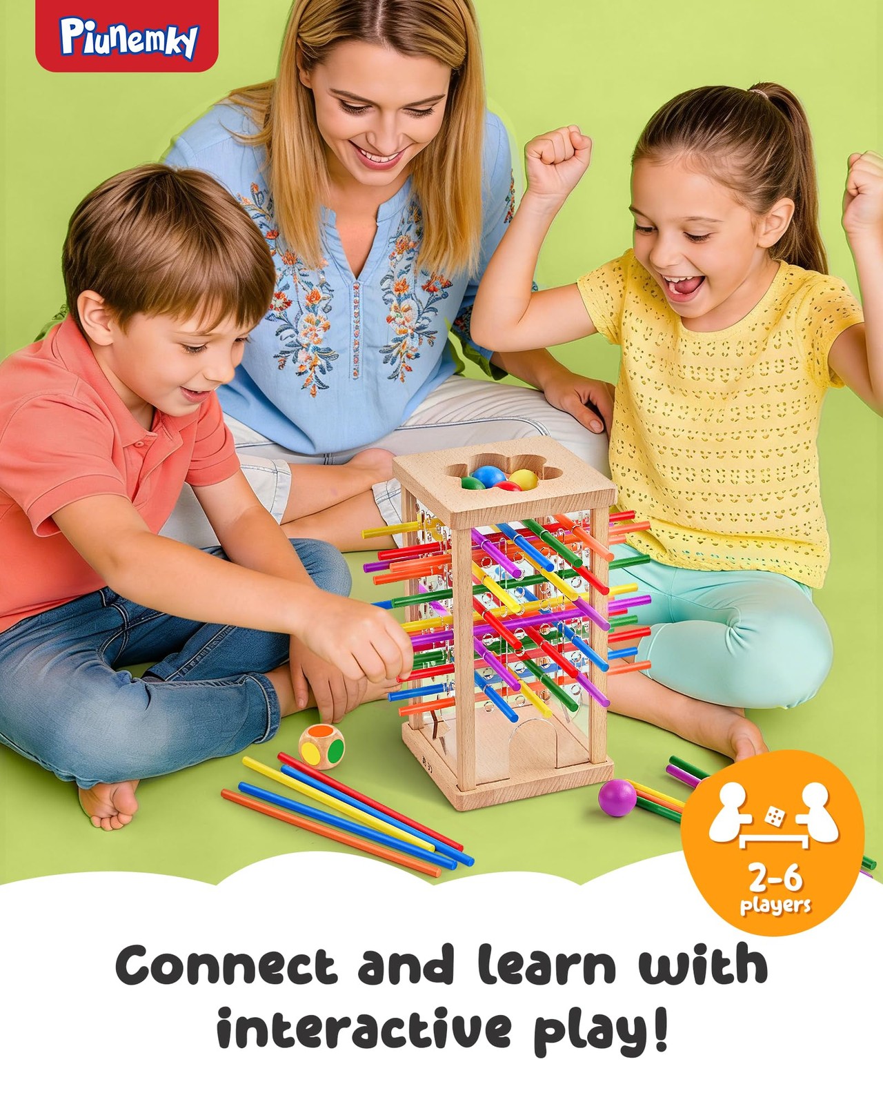 Montessori Wooden Board Game, 42 Colorful Sticks Board Games for Kids 4-6, Ma…