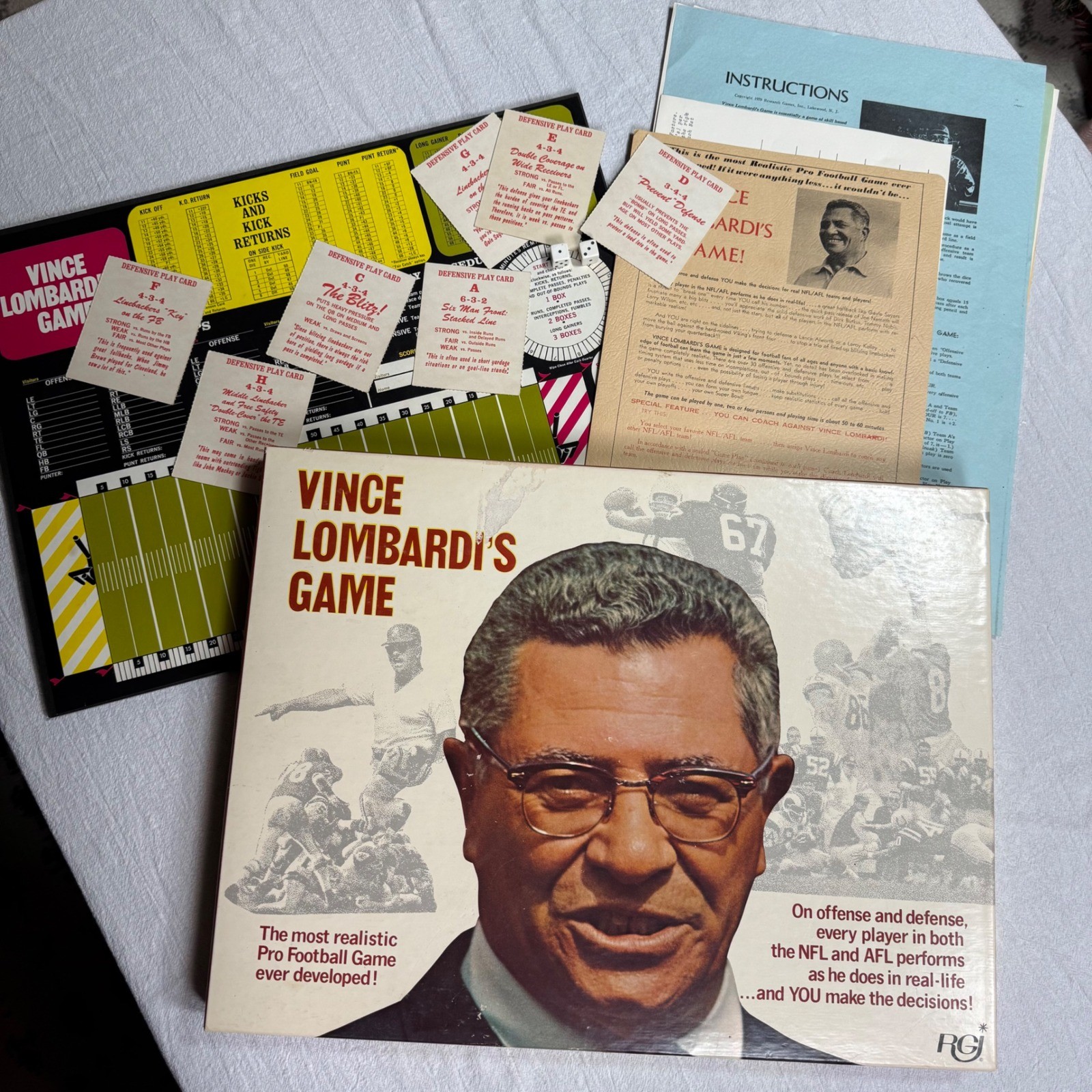 1970 Vince Lombardi’s Game NFL AFL Football Board Game Research Games Vintage