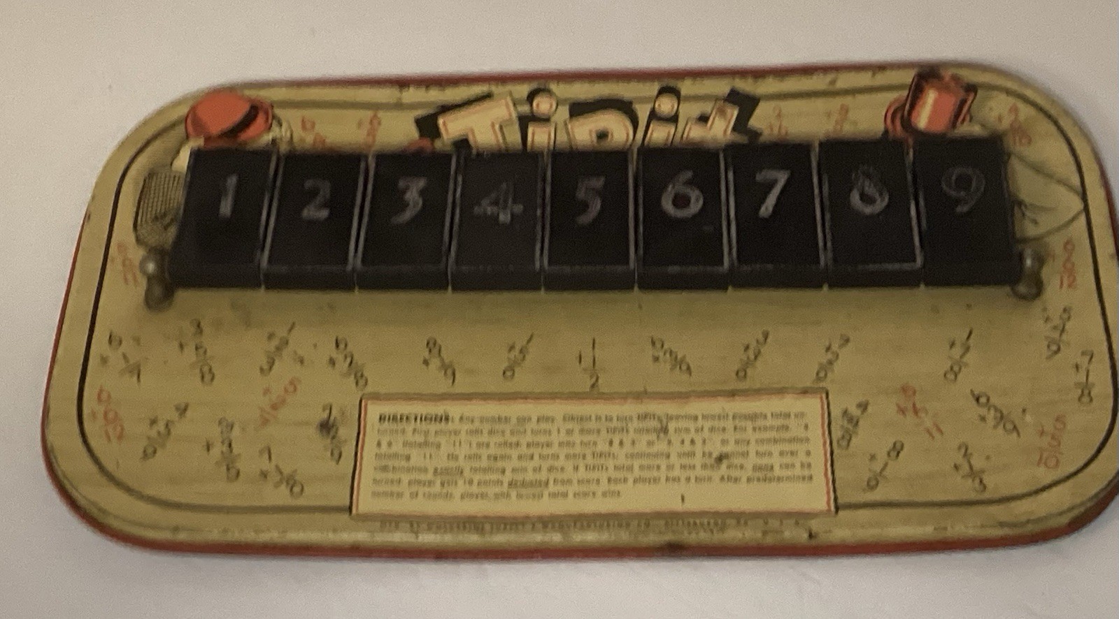 VINTAGE 1940’S TIPIT tin lithograph NUMBER GAME BY WOLVERINE TOY CO. GD COND!!