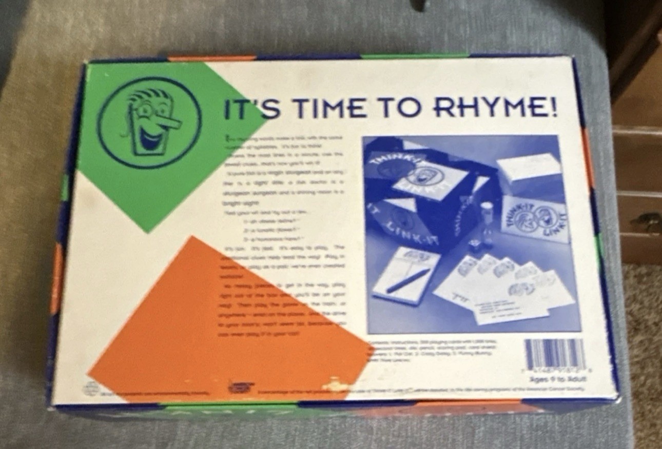 NEW Think-It Link-It Board Game Party Game Rhyme Theme Ages 9 to Adult