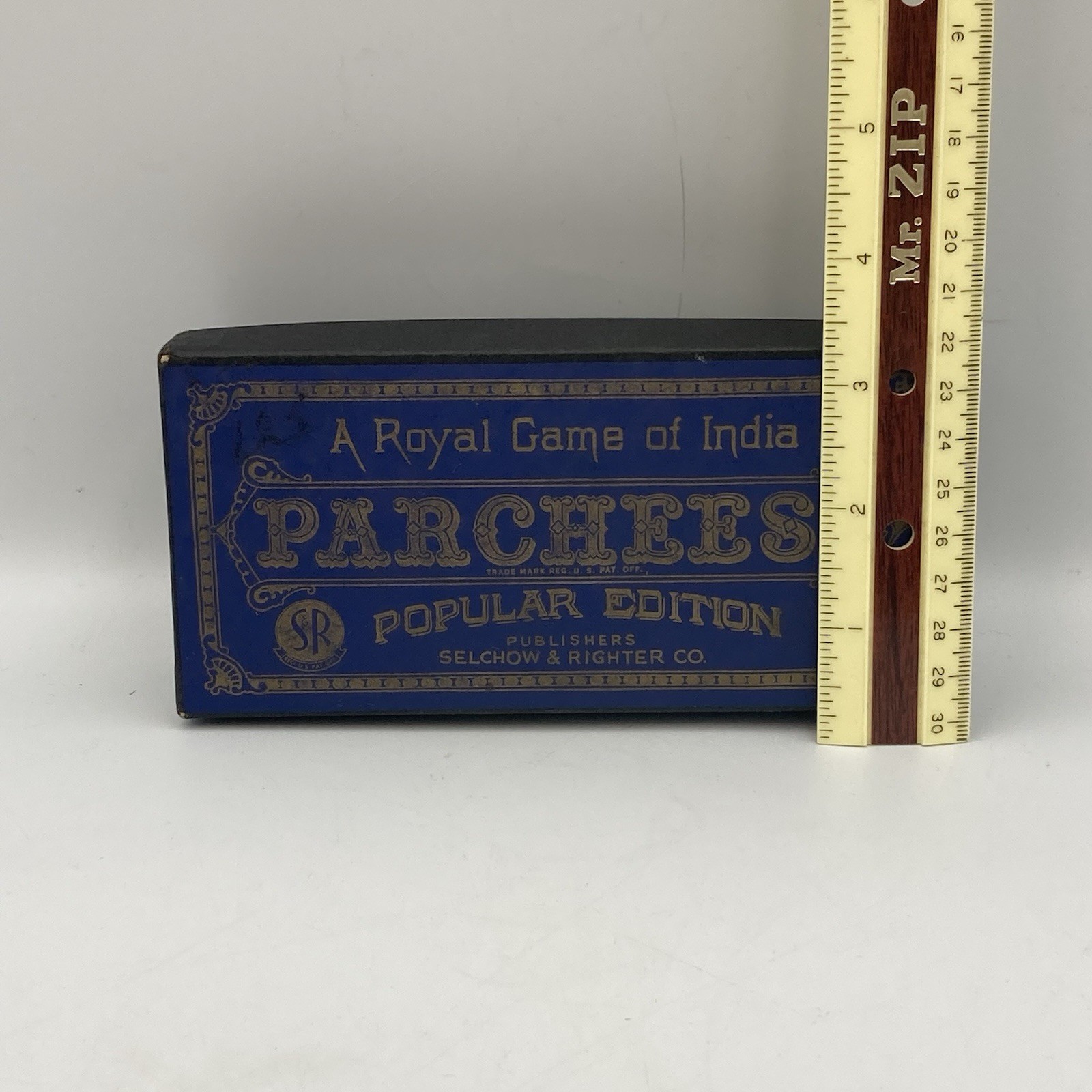 Vintage 1938 PARCHEESI Popular Edition Game SR Blue Box Missing Some Pieces