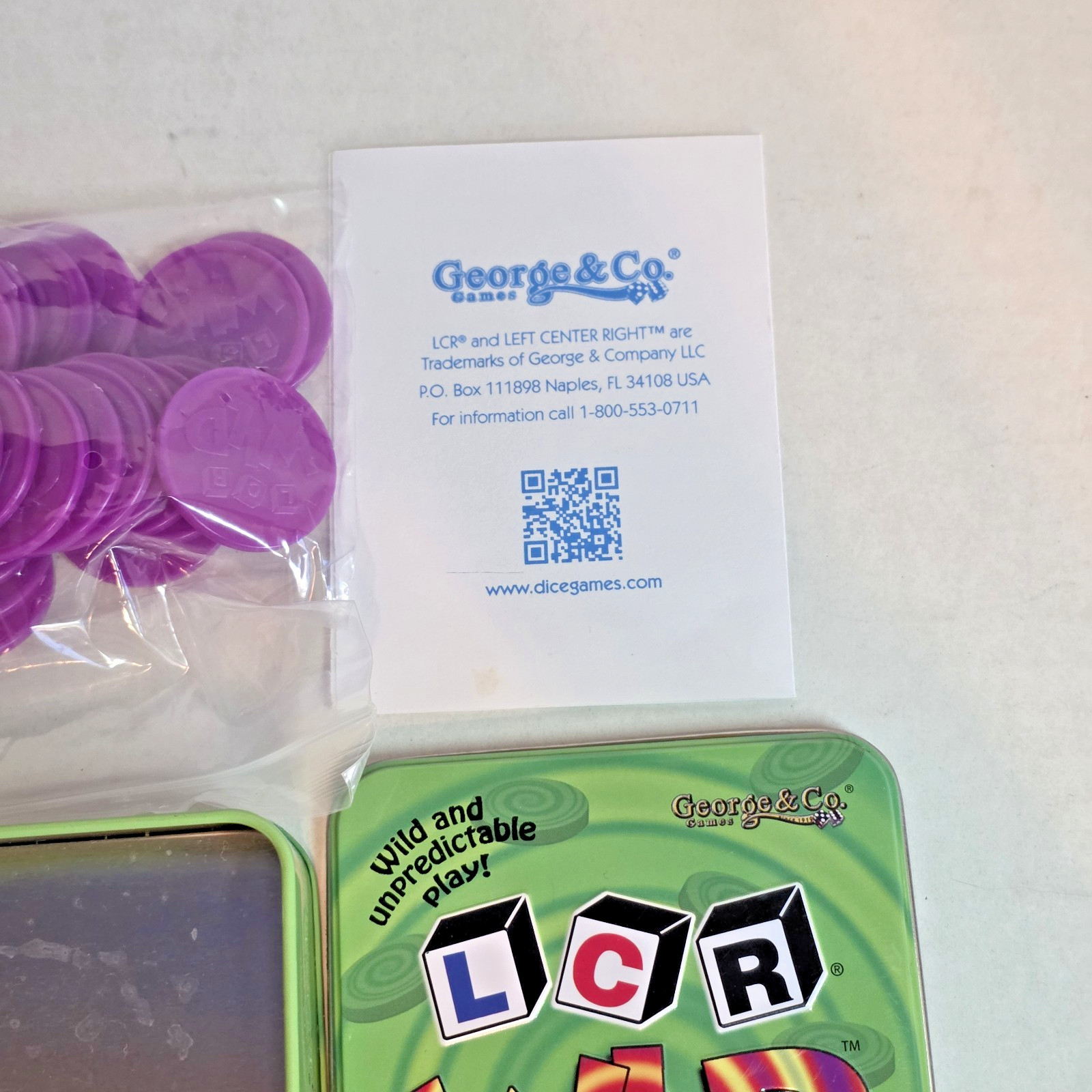 Left Center Right LCR Wild Dice Game by George & Co. Games / Complete