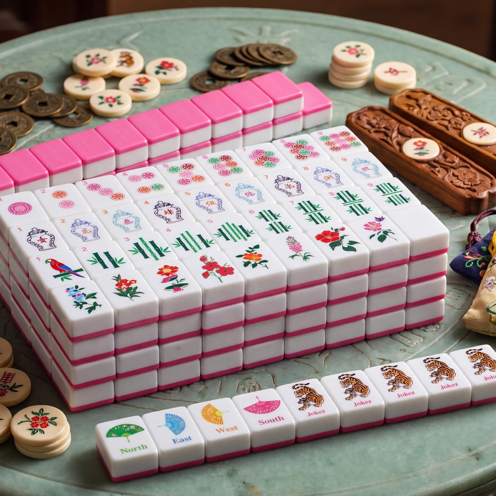 Arrowbash 160 Pcs Mini Mahjong Tiles Set 1.2 Inch Tiles American Mahjong Game…