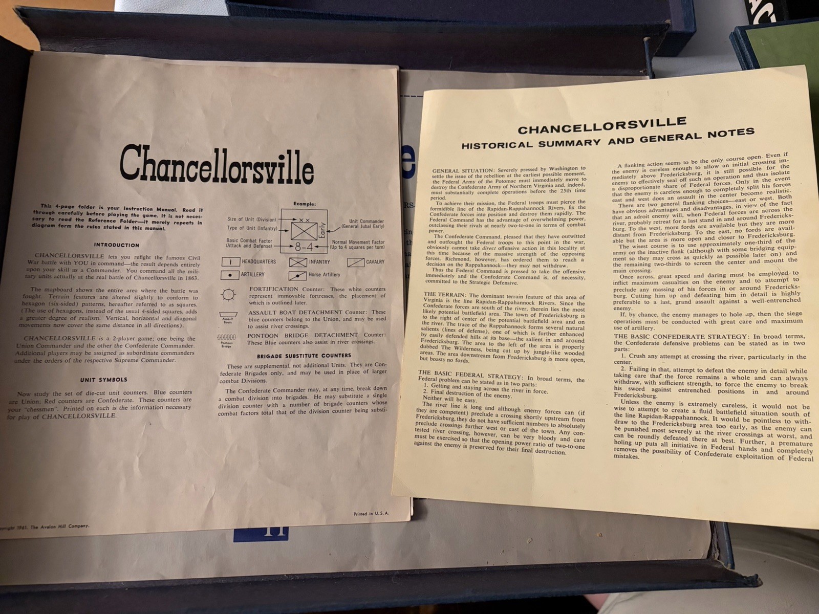 Vintage Game Chancellorsville America’s Civil War Battle Game Avalon Hill 1961