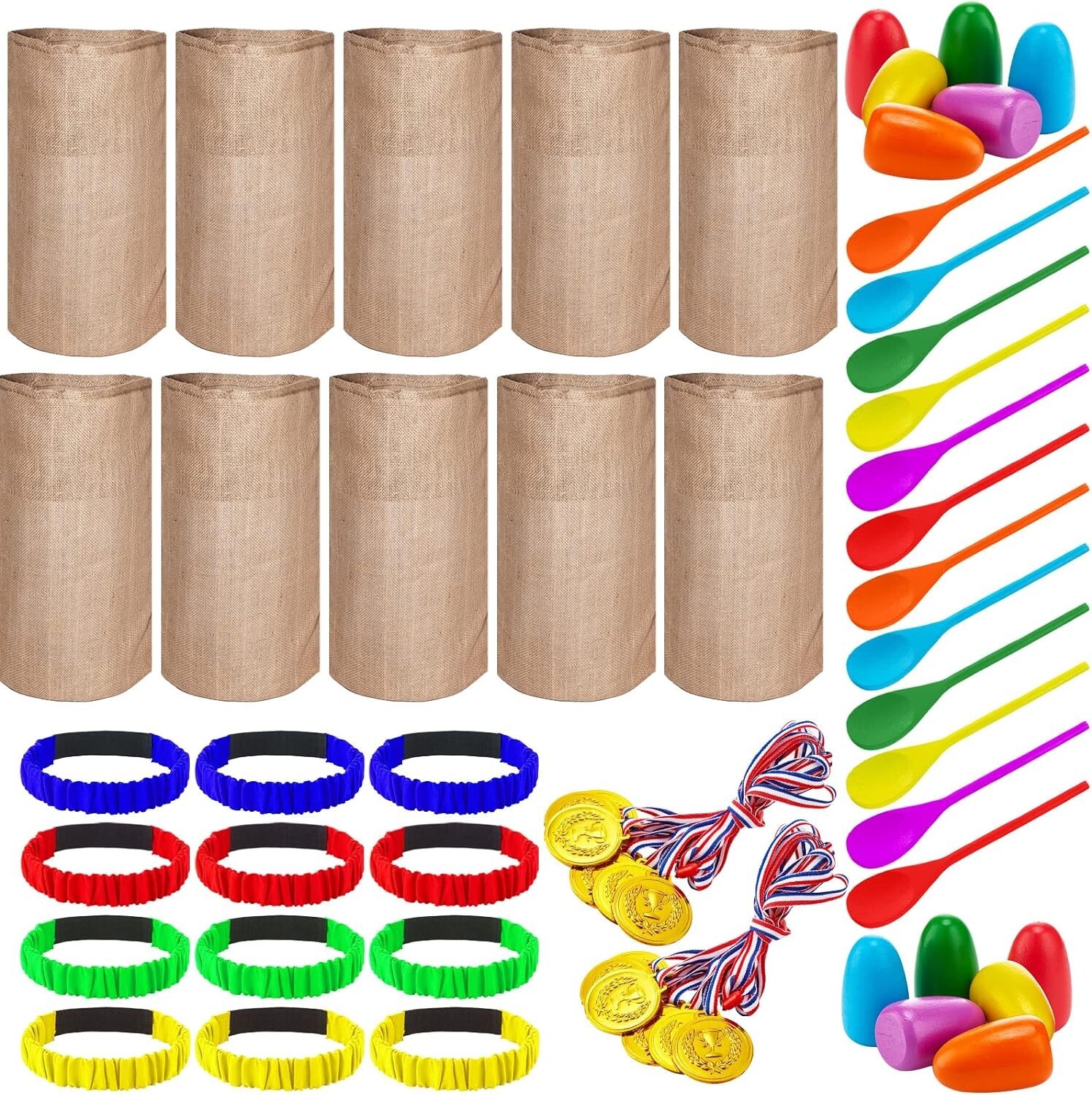Easter Race Potato Sack Bags, Outside Egg Spoon, Backyard Party Birthday, 40 pcs