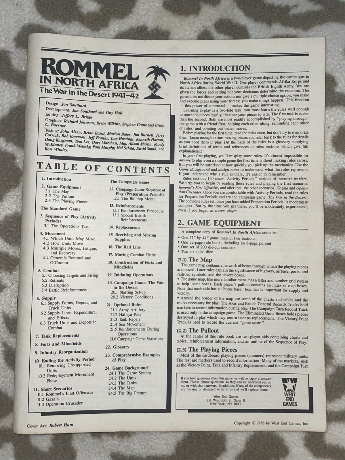 West End Games. 1986. Rommel In North Africa. Punched VGC.