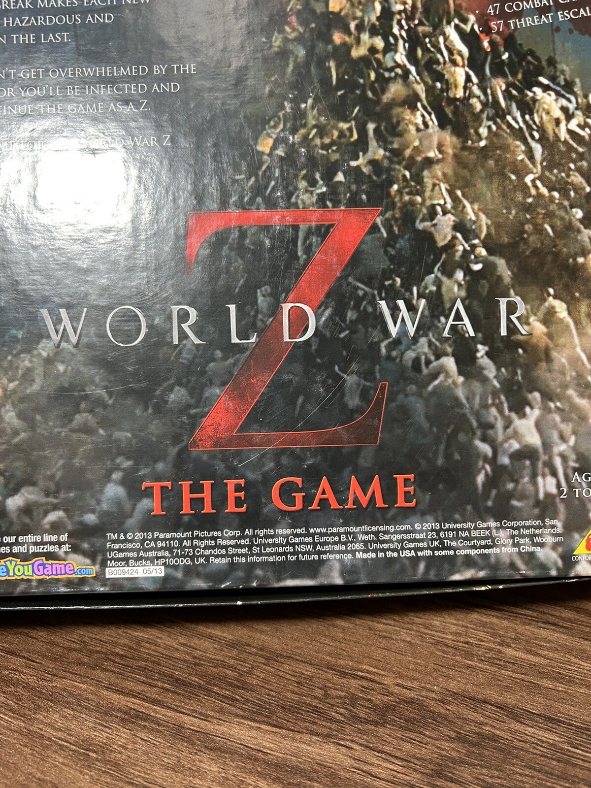 World War Z The Game Zombie Pandemic 2013 Paramount University Games Incomplete
