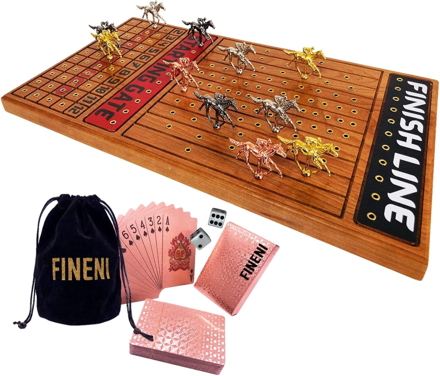 Horse Racing Game for Adults, Horse Race Board Game with 11 Luxurious Metal Hors
