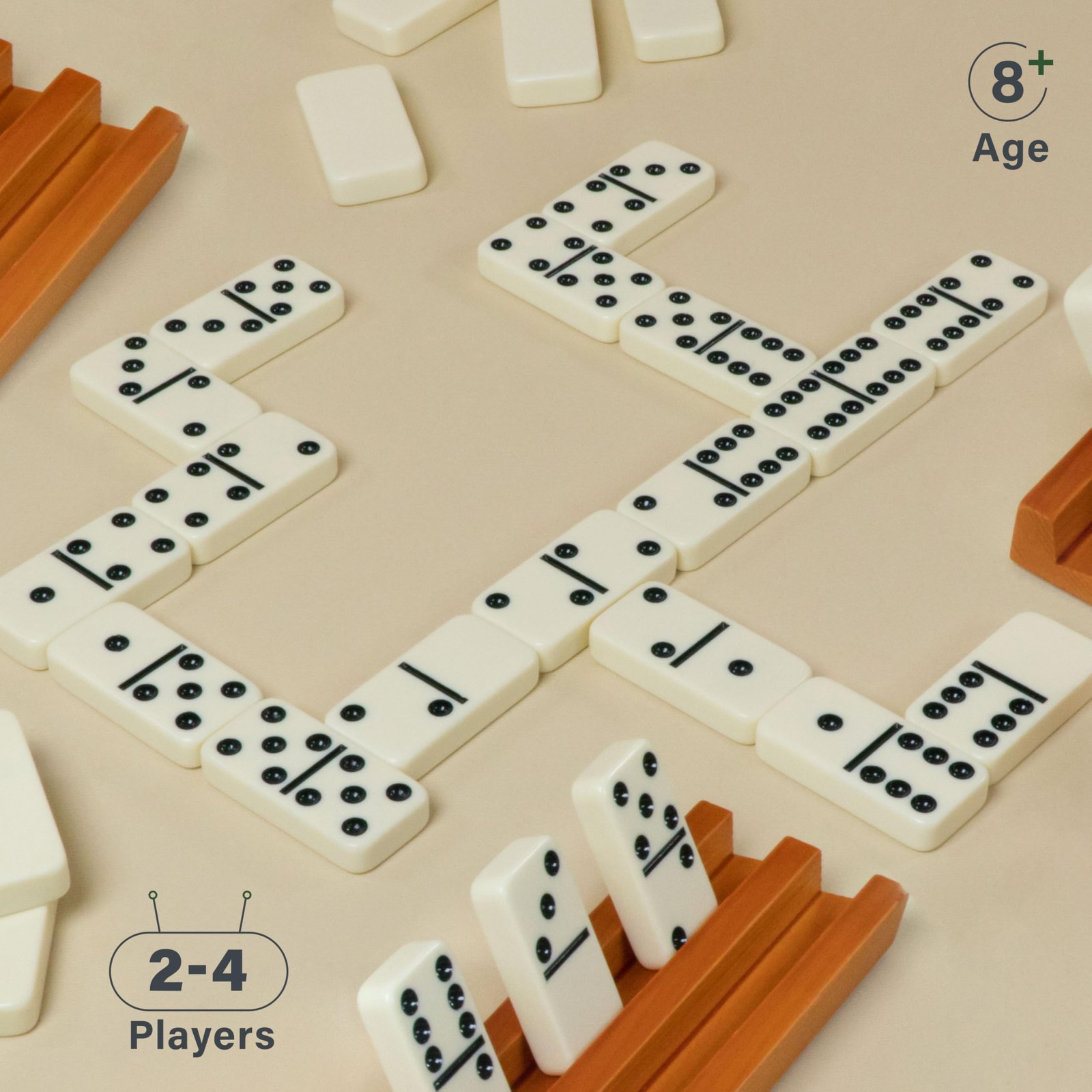 Queensell Dominos Set for Adults with 4 Domino Racks – Double 6 Dominoes Set …