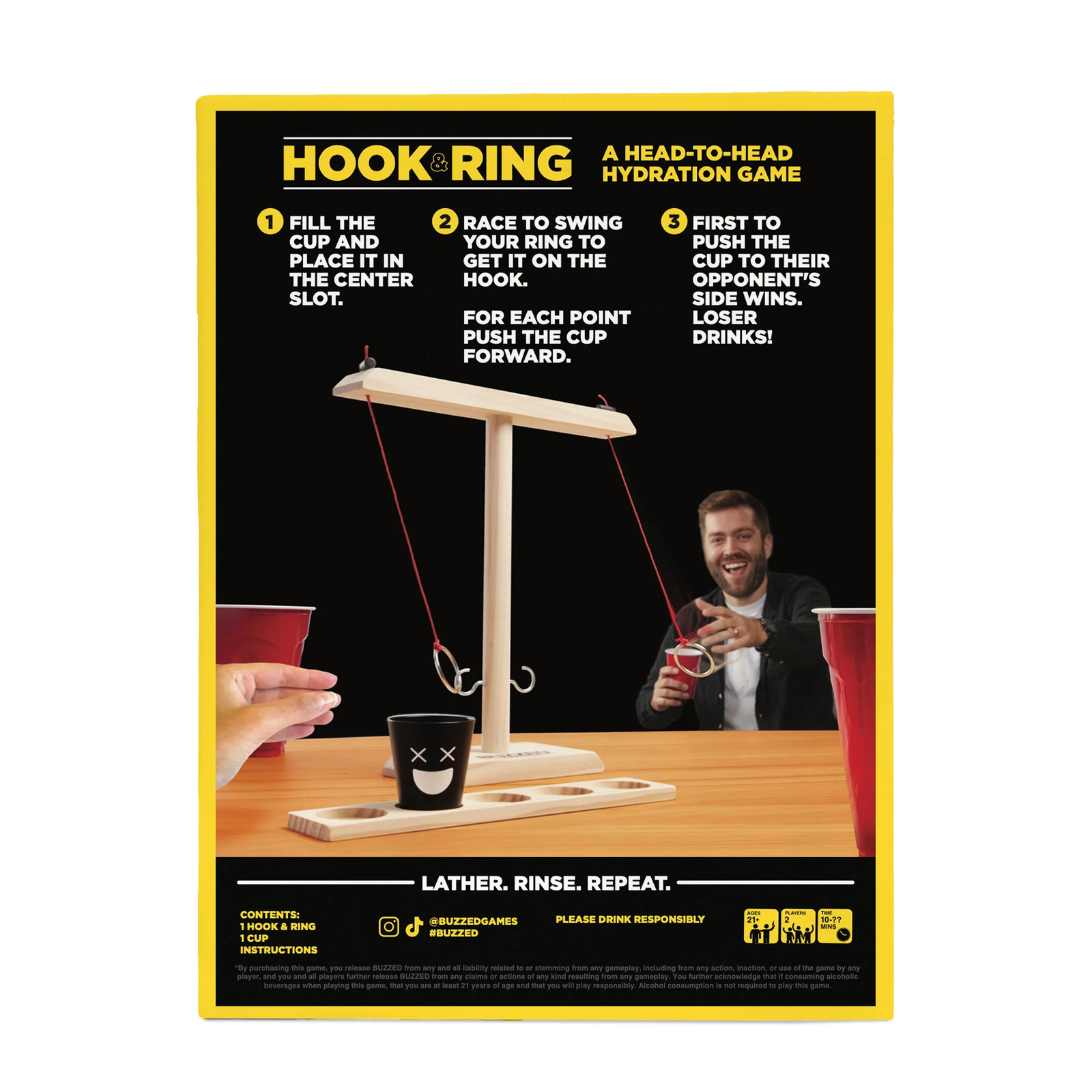 Hook and Ring Toss Bar Adult Drinking Game Shot Glass Indoor Outdoor Party