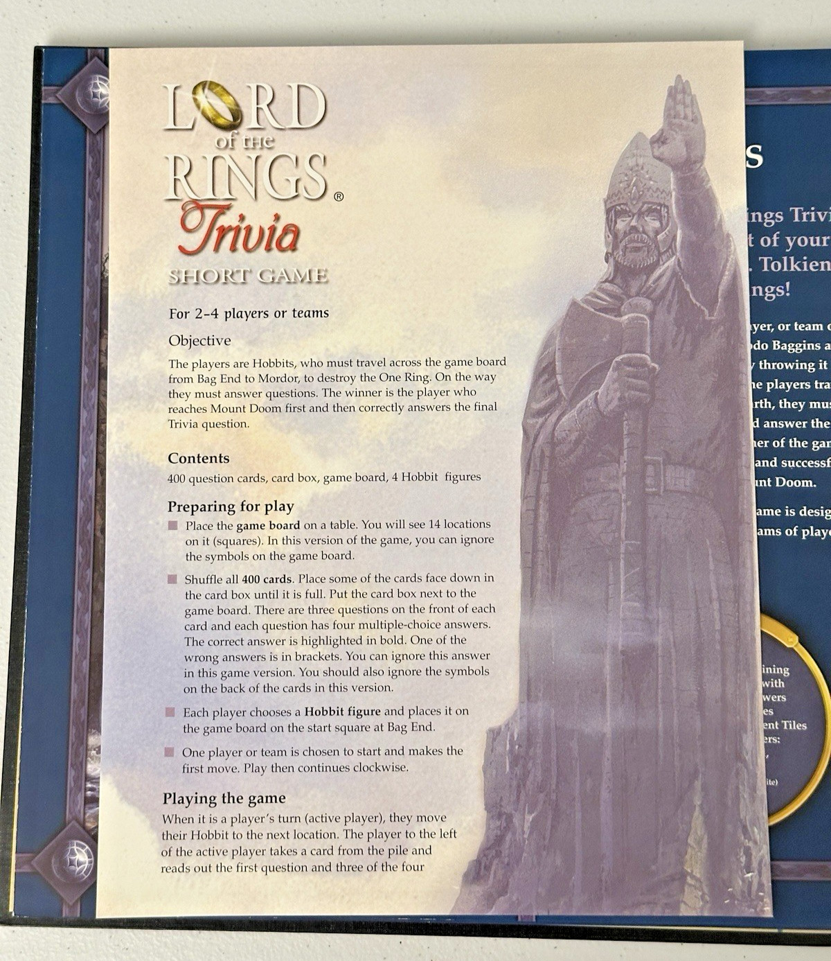 Lord of the Rings Trivia Game Board Game 2003 Sababa Toys Near Complete LOTR