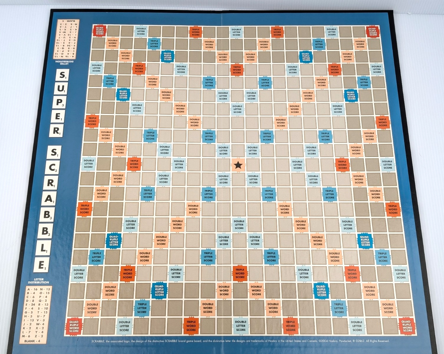 Super Scrabble Board Game by Hasbro – 2004 – 100% COMPLETE with All 200 Tiles!