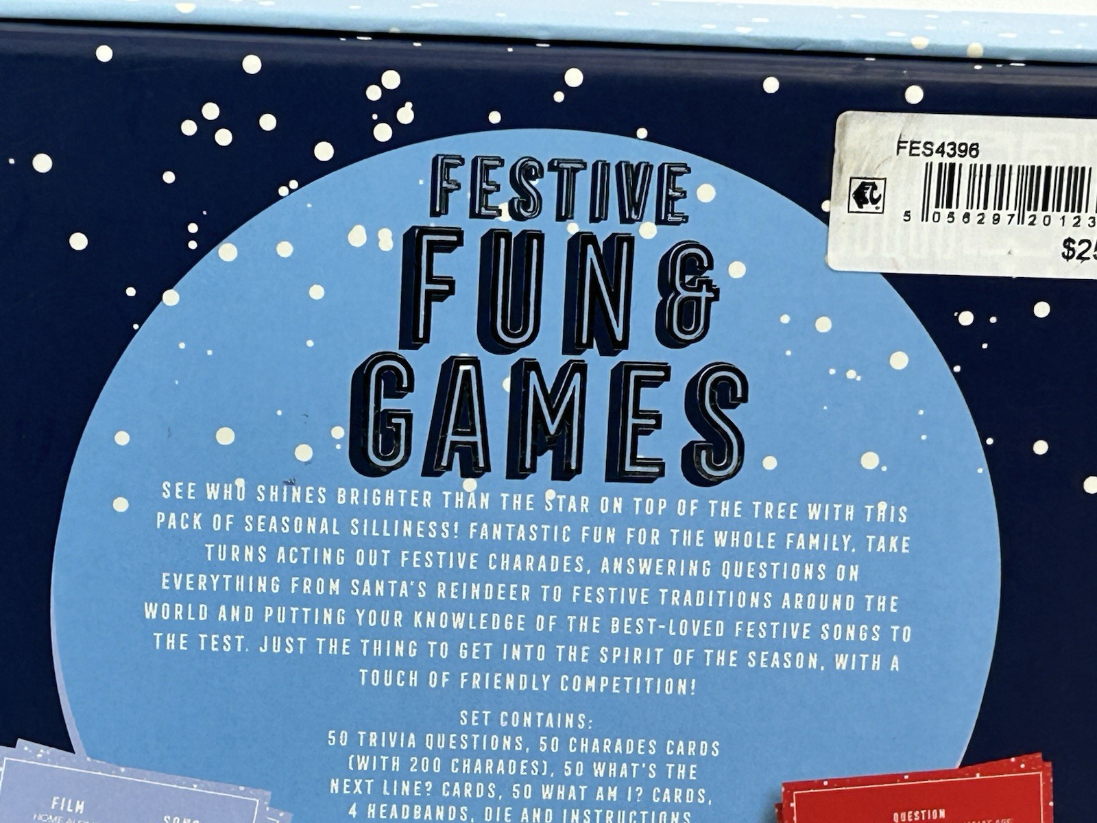 Festive Fun & Games Holiday Trivia Charades Party Game Set Family Xmas