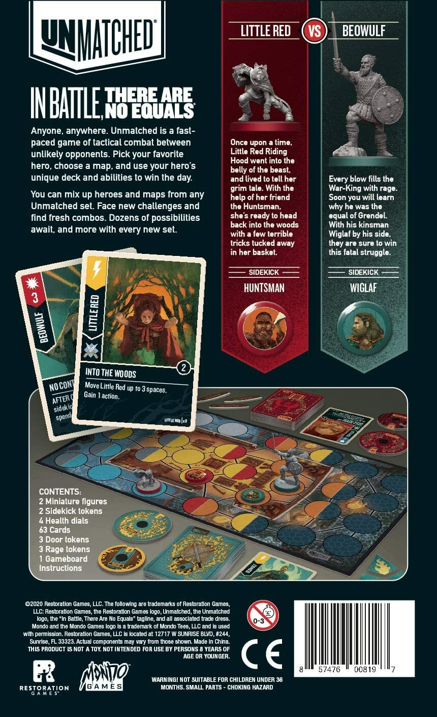 Unmatched Little Red Riding Hood vs Beowulf 2 Player Game Mondo Games REO 9305