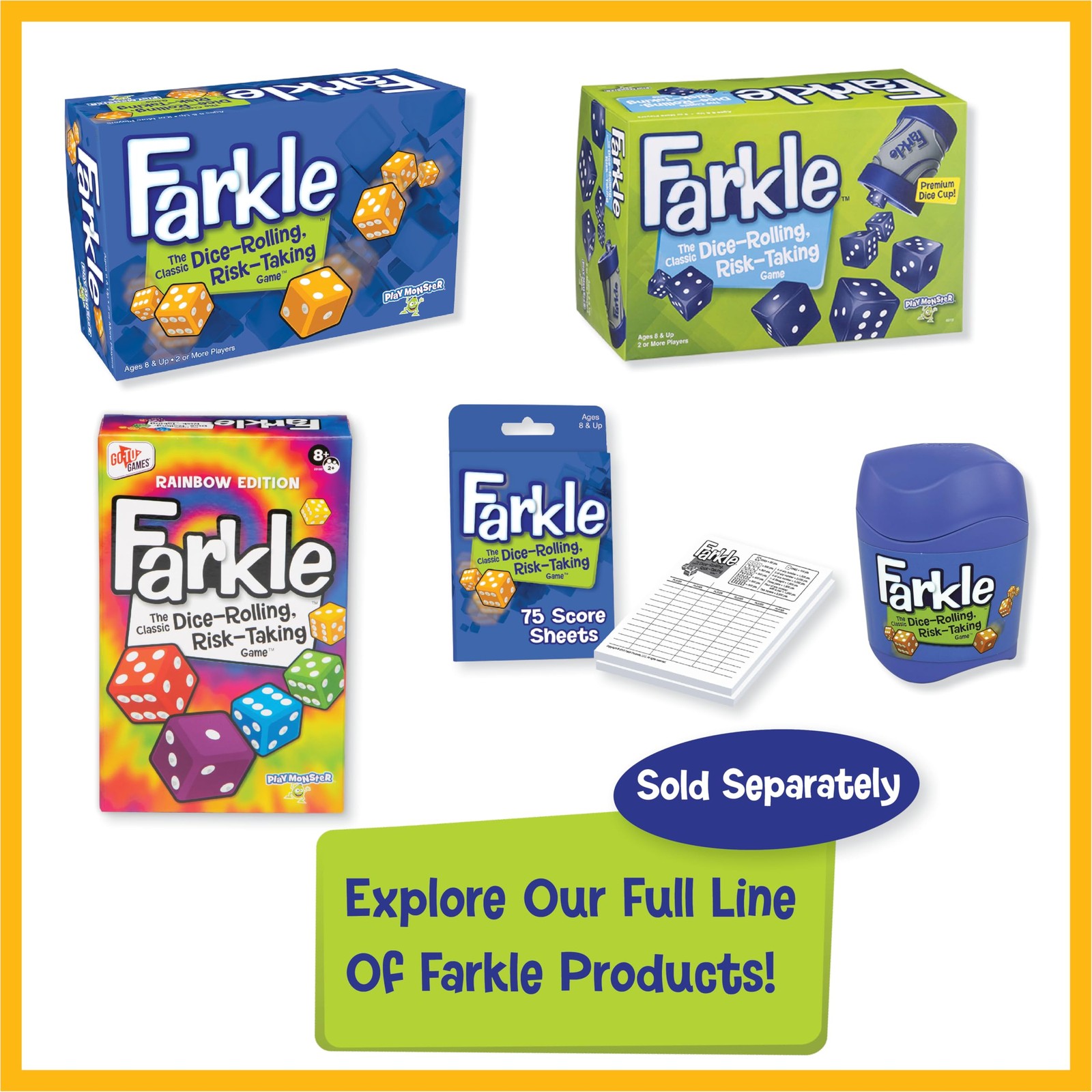 Farkle Classic Dice Game – Kids, Family Games, Travel Game, 1 Pack, Multi