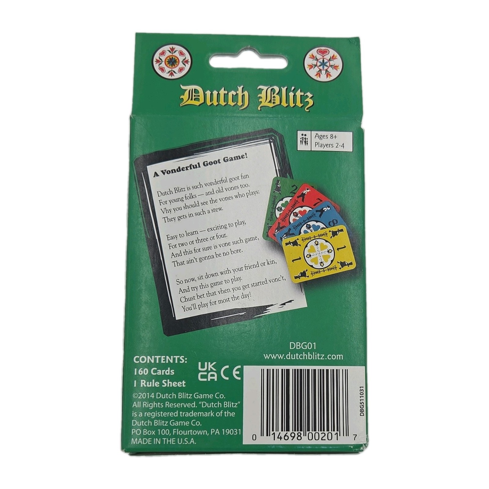 Dutch Blitz Card Game Original Pack Green Deck Fast Paced Family Party Game NEW