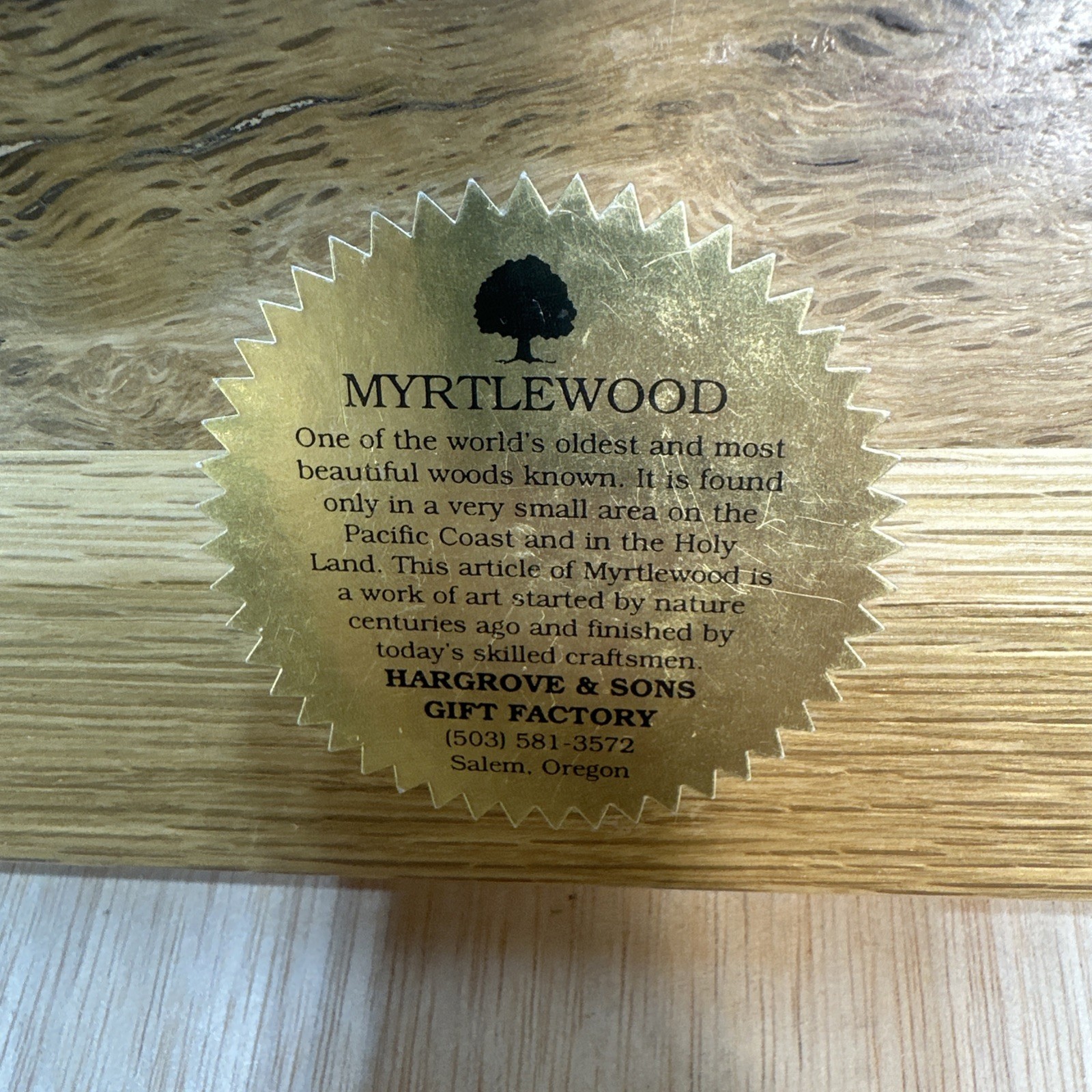 Myrtlewood Handmade Cribbage Board W Storage Made In Oregon No Pegs No Box