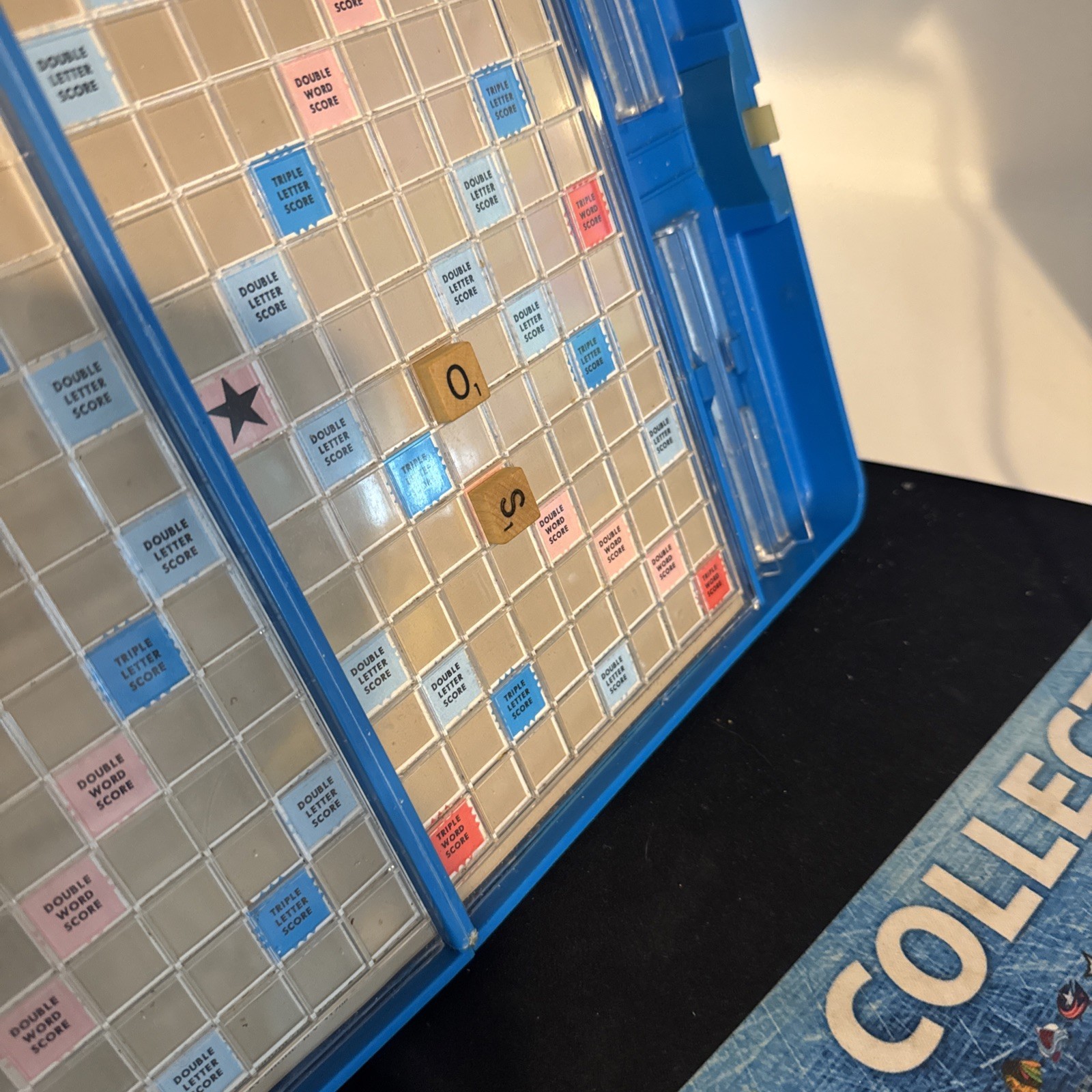 Vintage Scrabble Travel Game Magnetic 100 Tiles Complete Blue Case Set