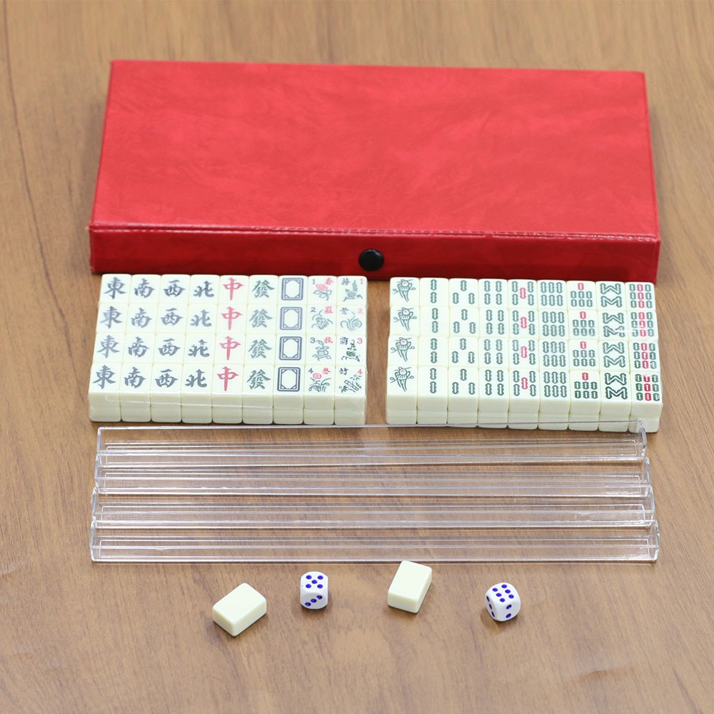 Vintage Chinese Mahjong Set 146 Tiles Traditional Mini Mah-Jong Game w/Case Box
