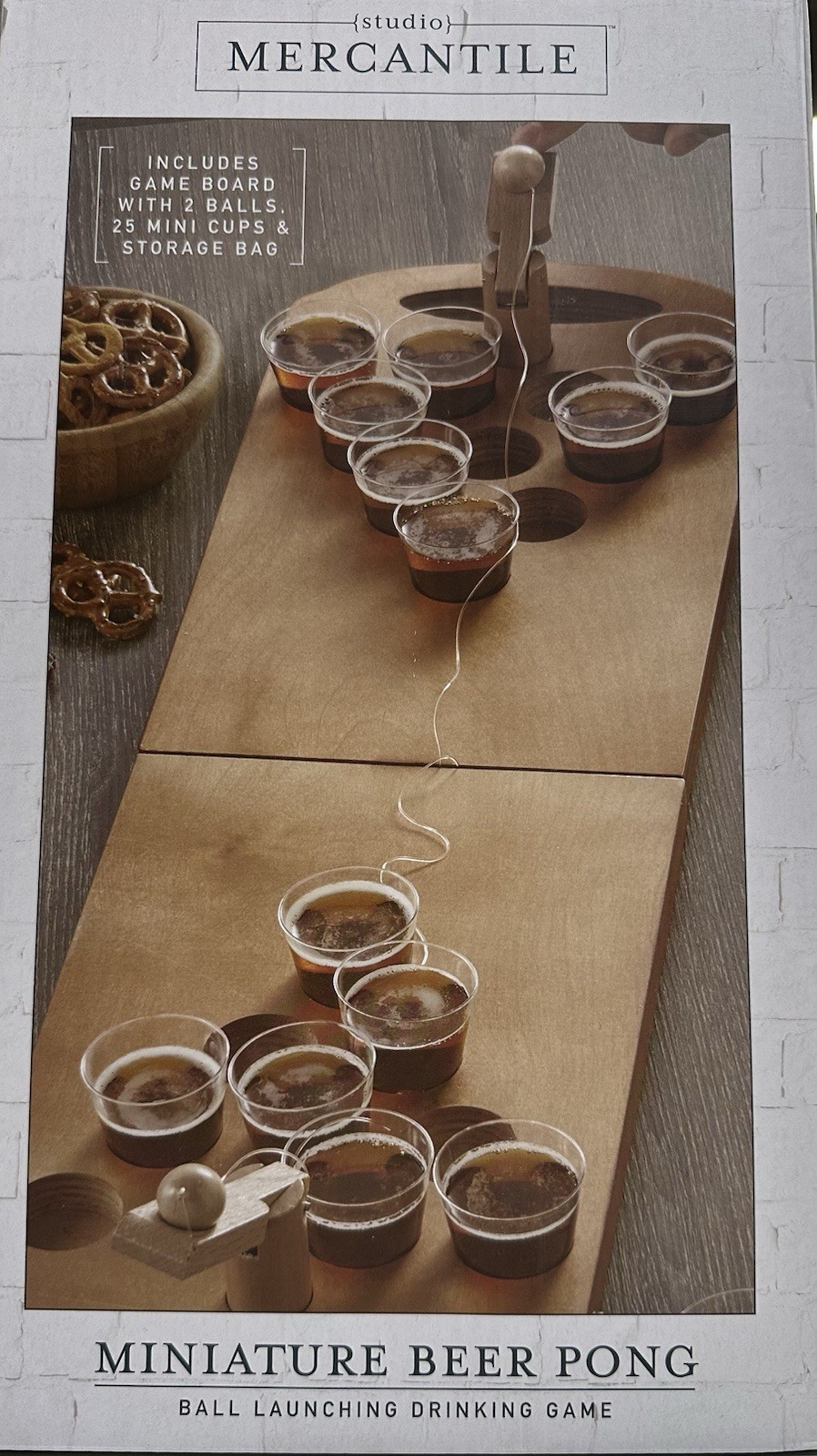 Studio Mercantile Mini Beer Pong Party Game: Board/Balls/Cups/Storage Bag NEW