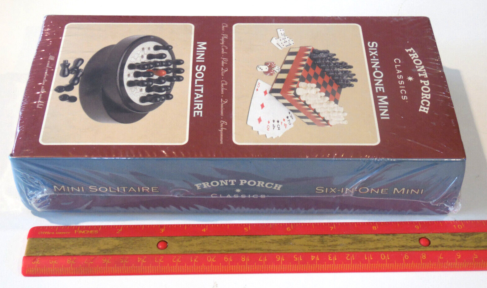 Mini Solitaire 6 in 1 Games CHESS CHECKERS DOMINOES BACKGAMMON CARDS POKER DICE