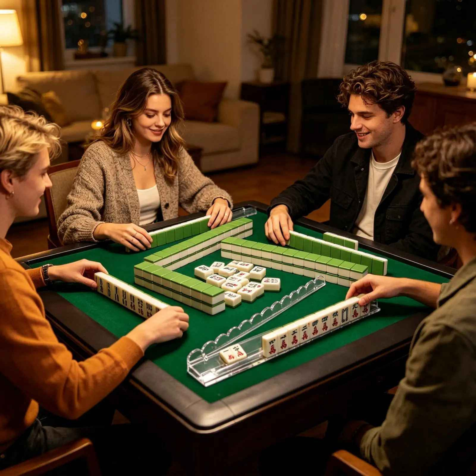 Mahjong Racks with Pushers Acrylic Mahjong Racks with Magnetically Att