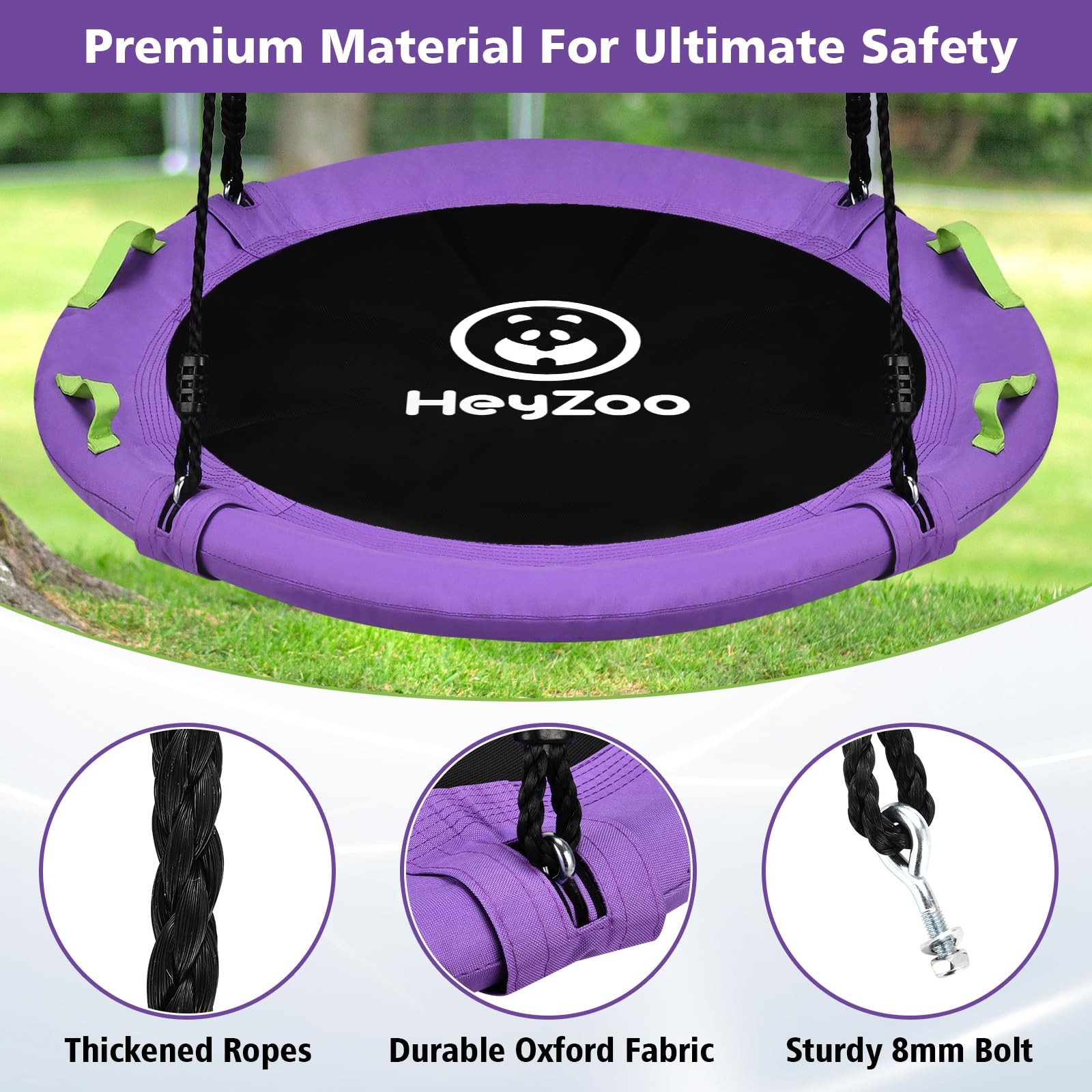 Family Outdoor Swing – 48 Inch Saucer Tree 900lbs Capacity Purple