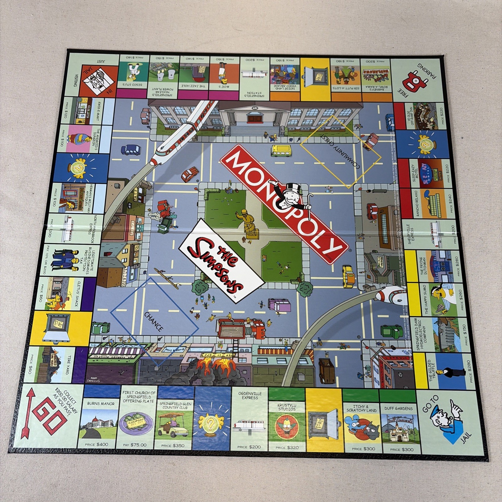 The Simpsons Monopoly Board Game Welcome to Springfield 2001 Hasbro Complete