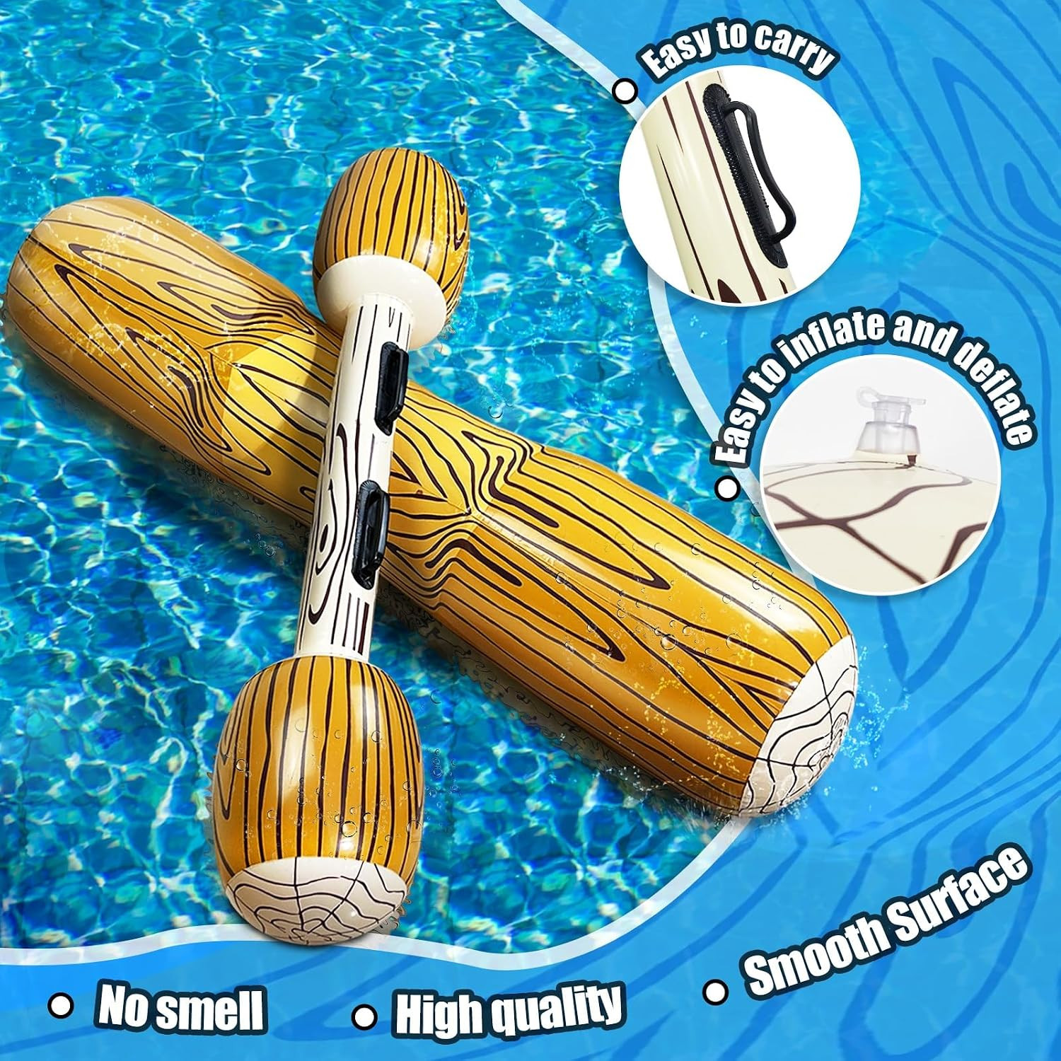 [Upgraded Log Rafts] 4 Pcs Jumbo Inflatable Battle Log Pool Game – 2 Players Inf