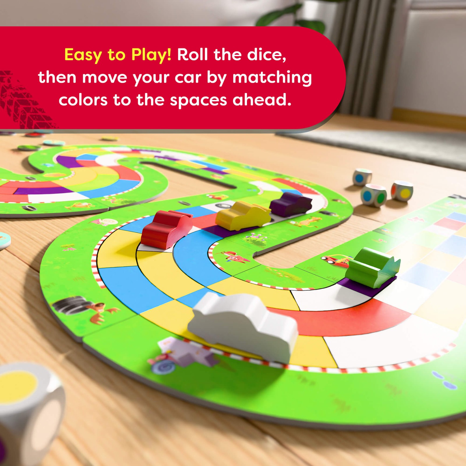 HABA Monza Car Racing Board Game – Color Matching Strategy Family Board Games