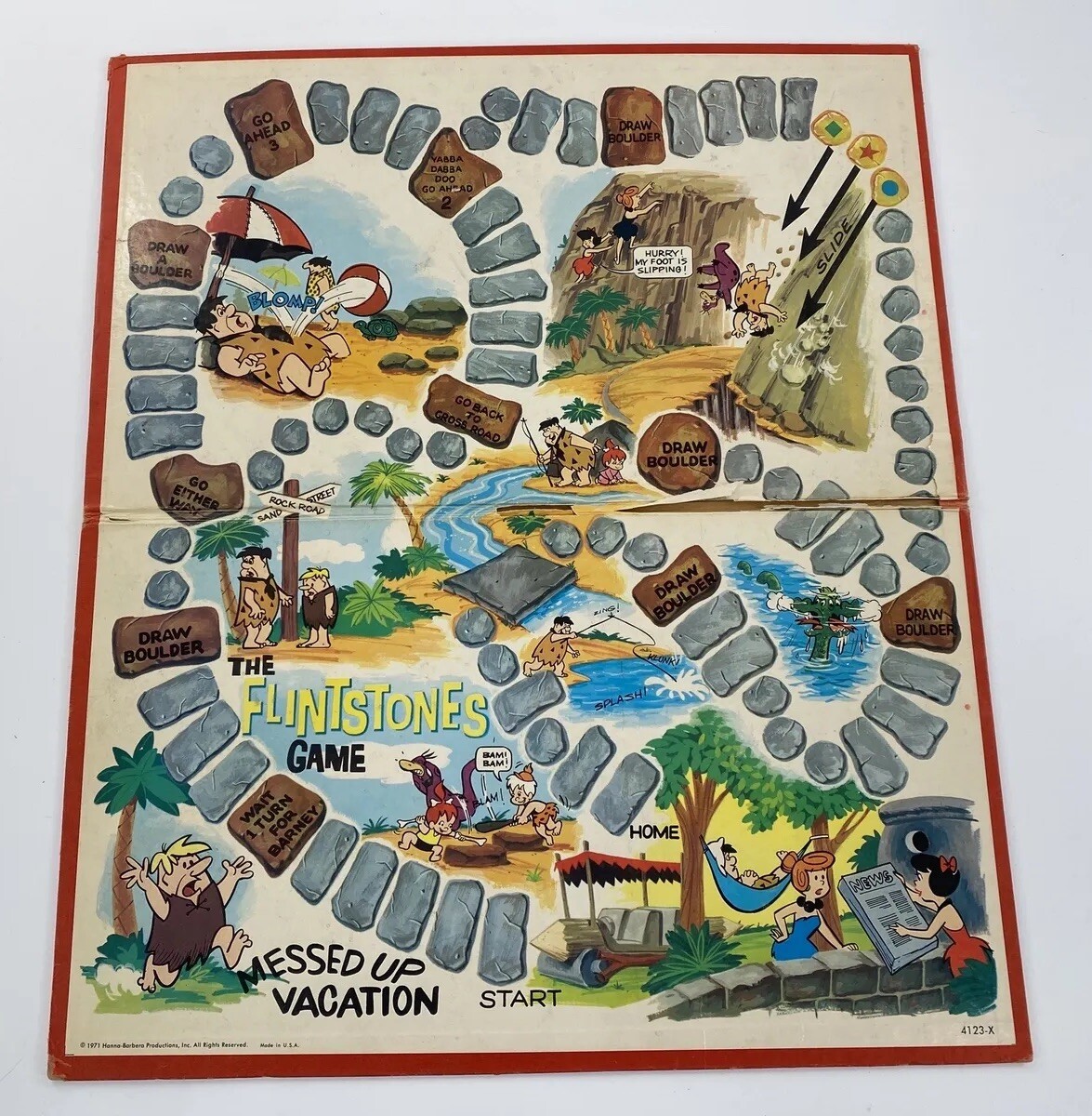 Flintstones Board Game Milton Bradley 1971 Messed Up Vacation GAME BOARD ONLY