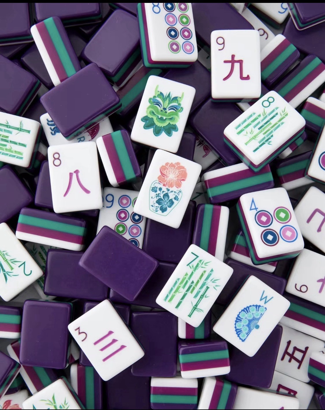 American Mahjong Game Set, 160 Dark Purple Layered Mah Jong Tiles