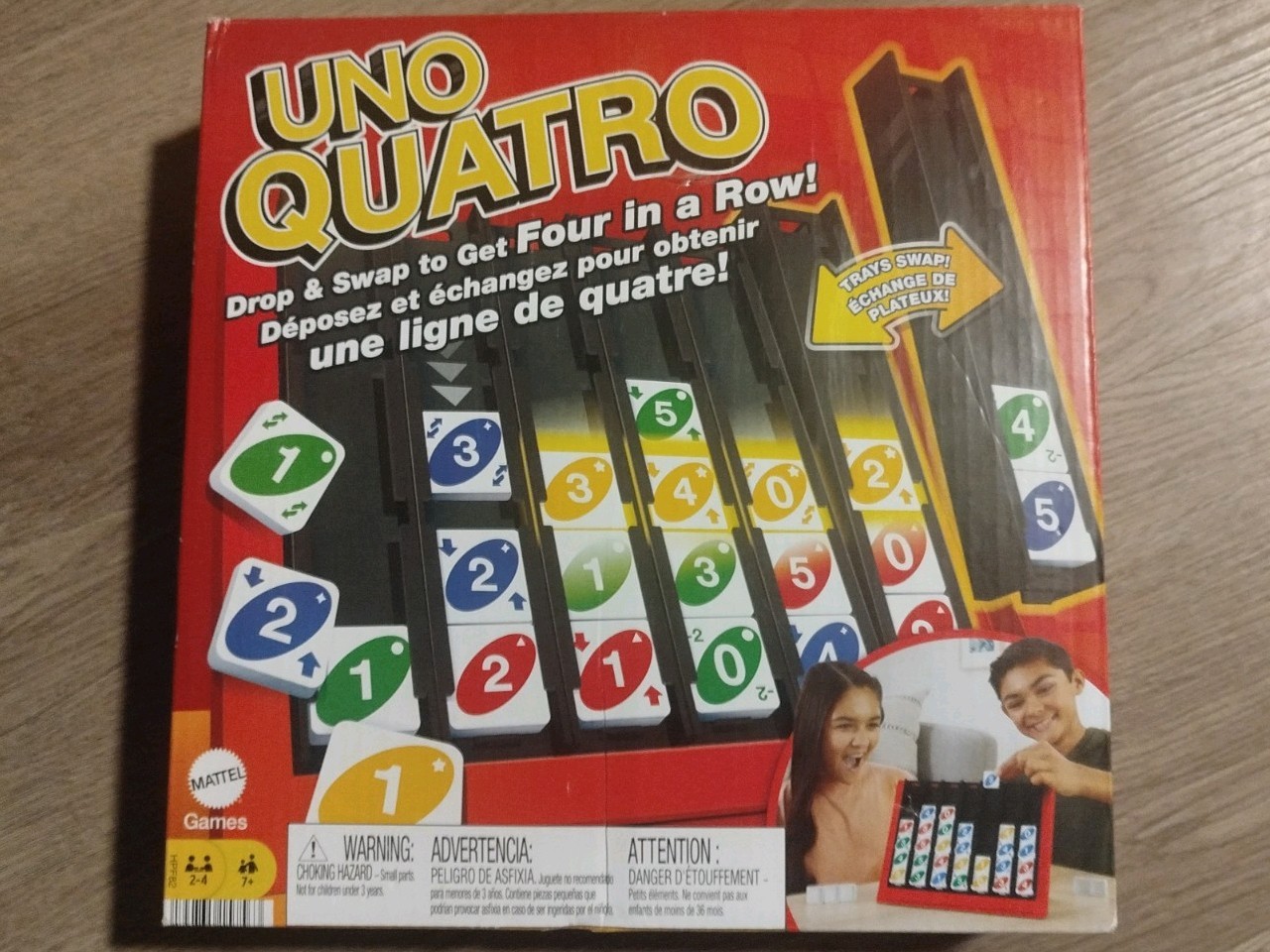 Uno Quatro Game Adult Family Game Night Mattel Board Game Strategy Ages 7+